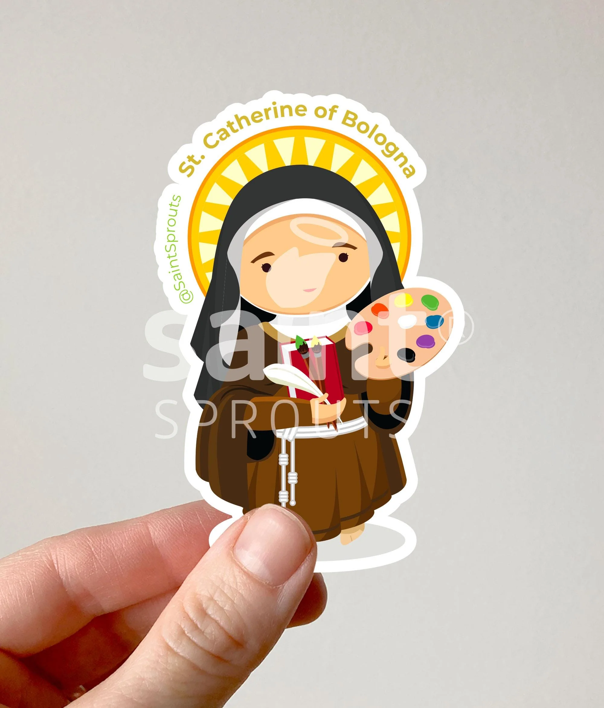 St. Catherine of Bologna Catholic Sticker – Patron Saint for Artists & Creatives