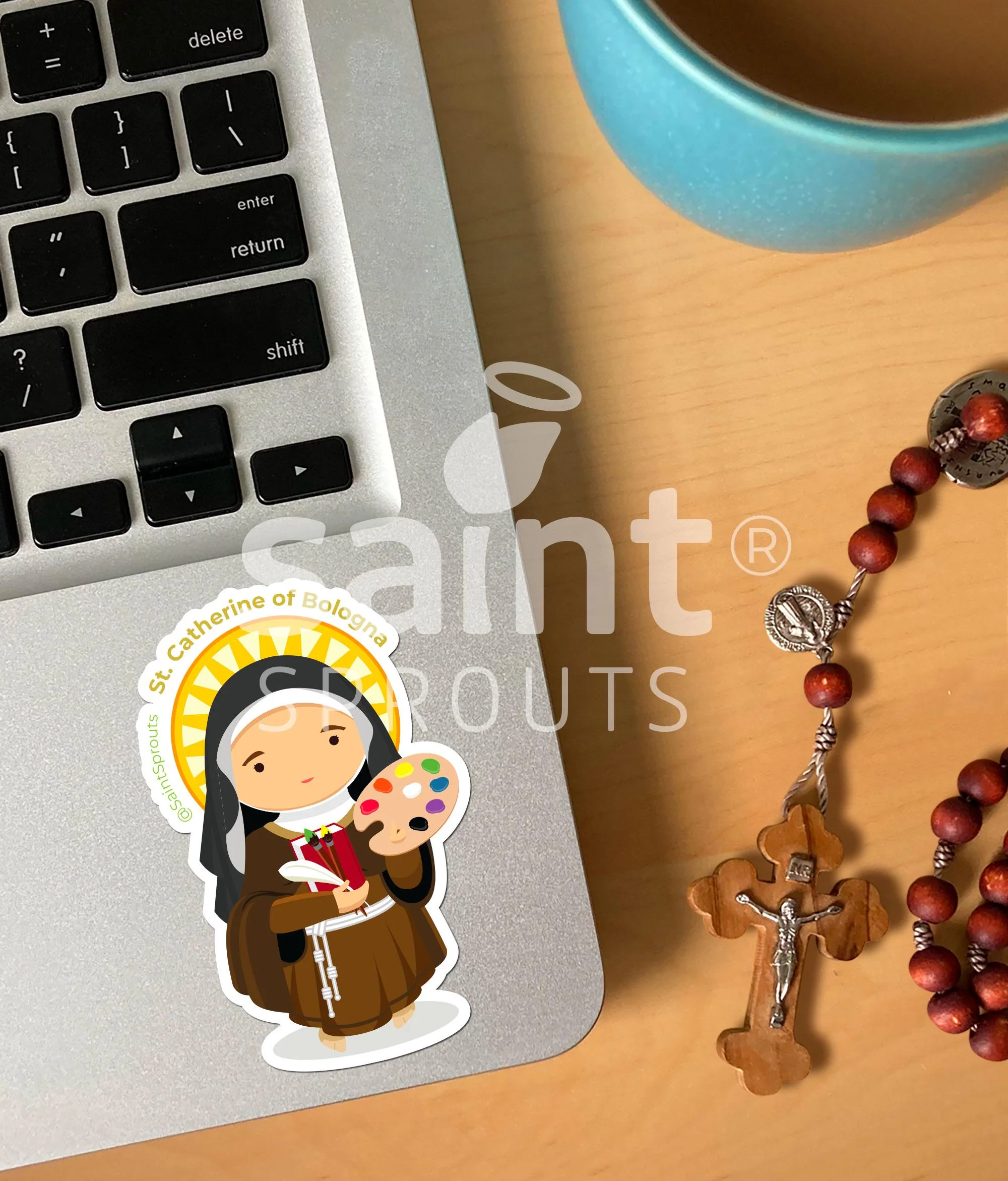 St. Catherine of Bologna Catholic Sticker – Patron Saint for Artists & Creatives - Image 2