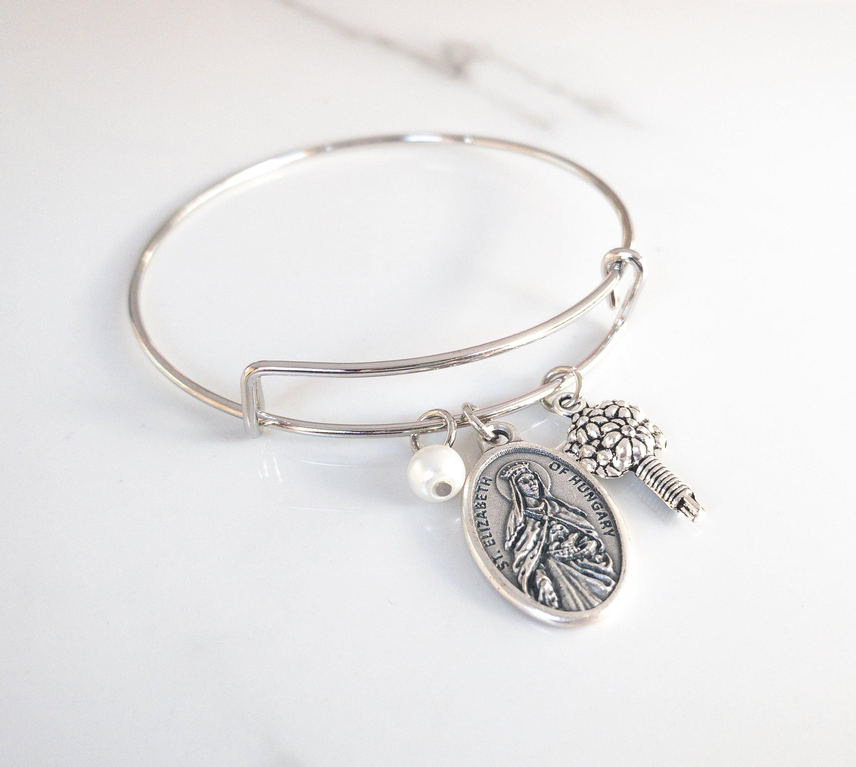 St Elizabeth of Hungary Bangle Bracelet for Brides - Image 2