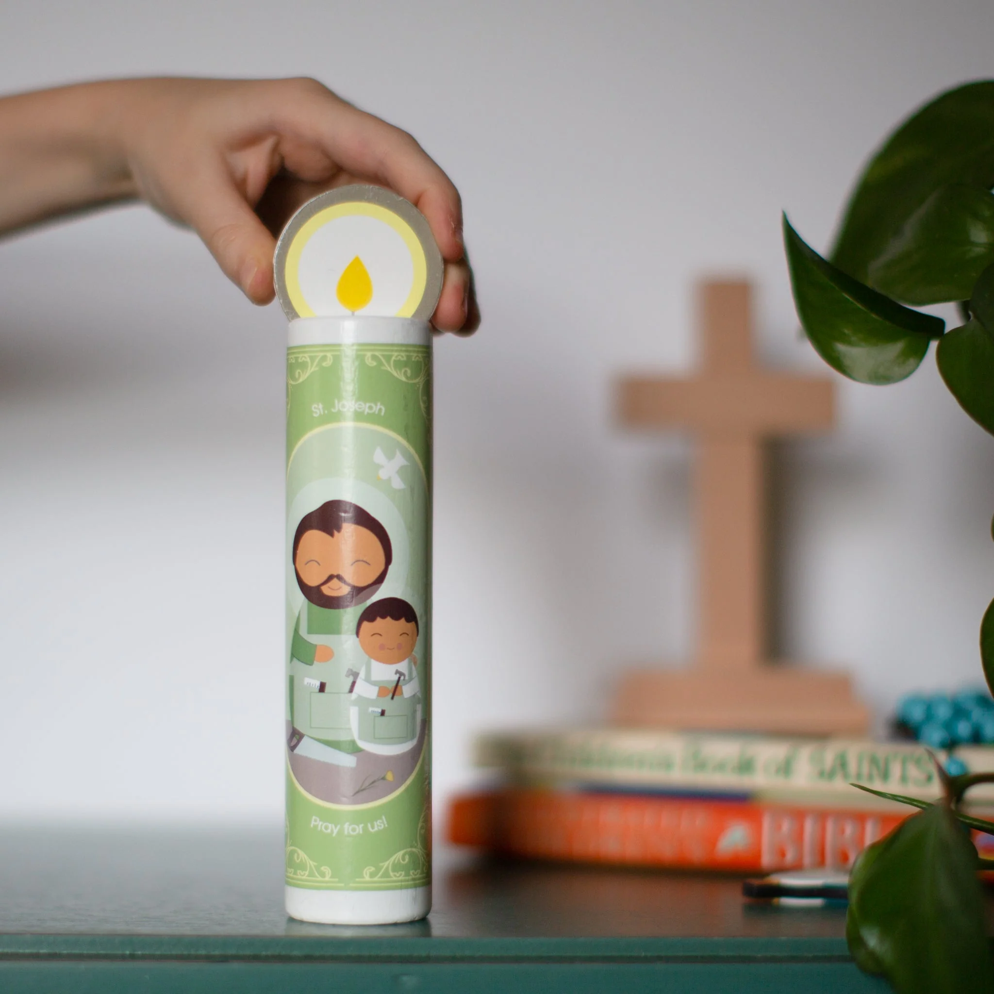 St. Joseph Wooden Prayer Candle - Image 4