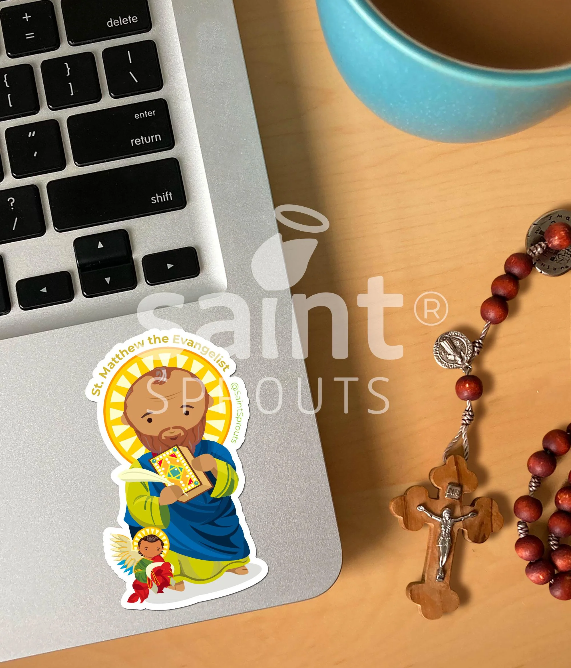 St. Matthew the Evangelist Catholic Sticker - Patron Saint of Writers - Image 2