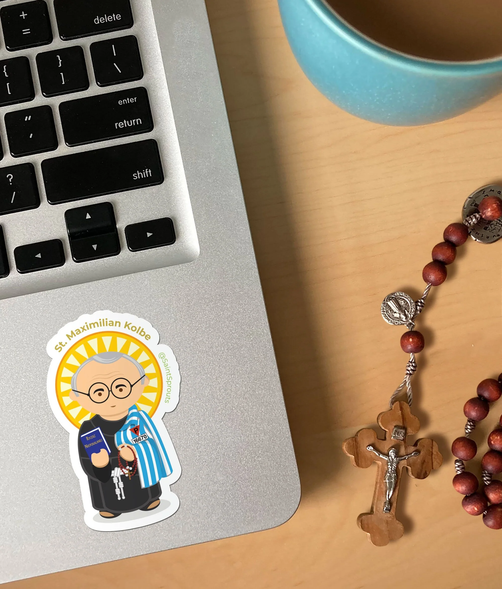 St. Maximilian Kolbe Sticker - Image 2