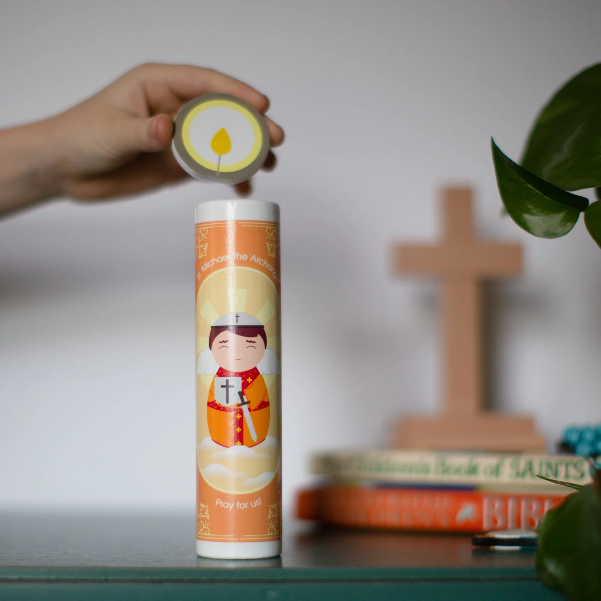 St. Michael Wooden Prayer Candle - Image 4