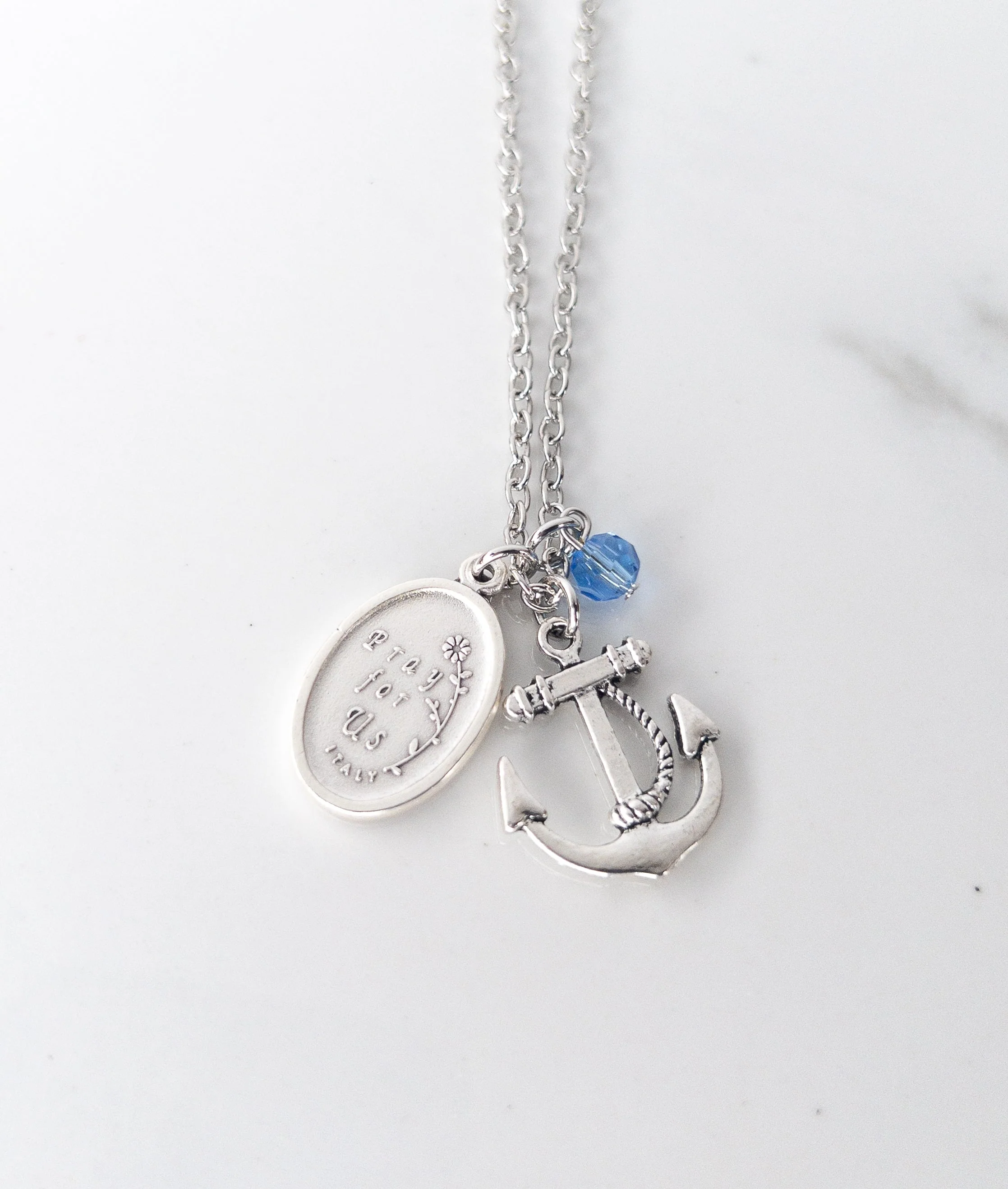 St Philomena and Anchor Patron Saint Necklace - Image 2