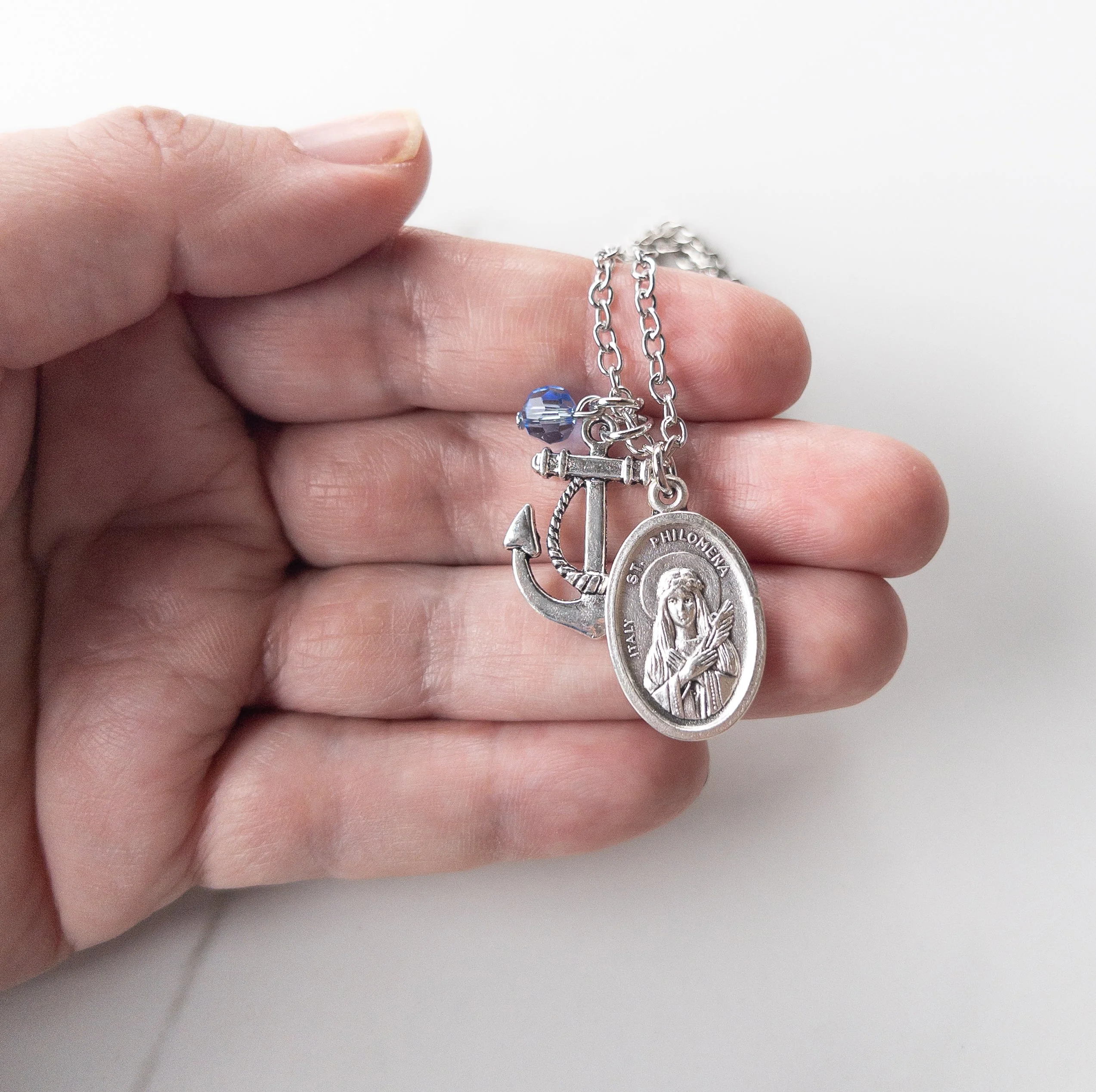 St Philomena and Anchor Patron Saint Necklace - Image 3