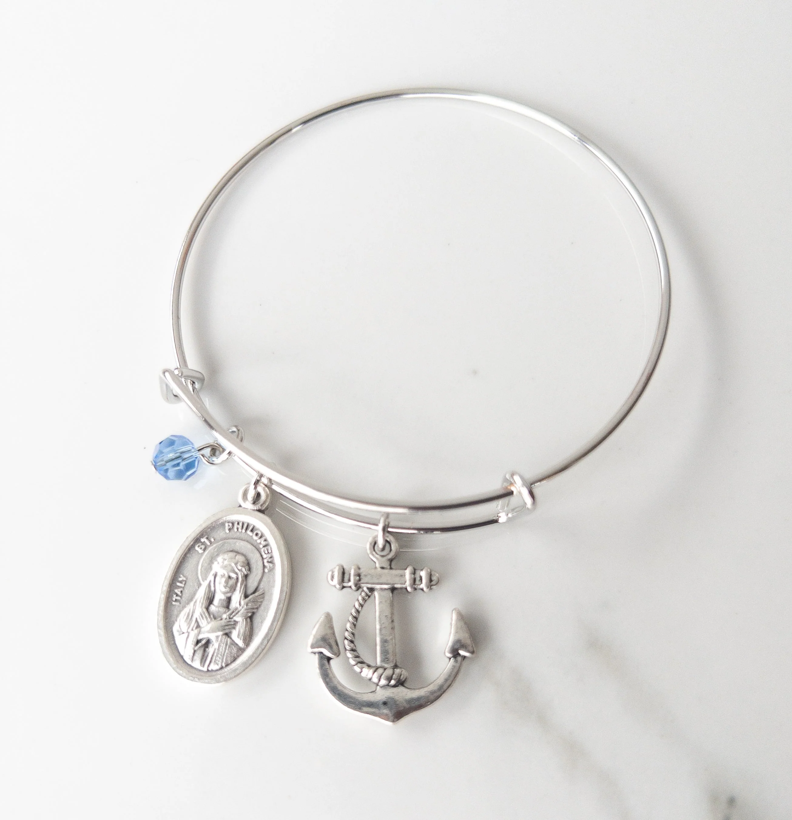 St. Philomena Catholic Bangle Bracelet - Image 2