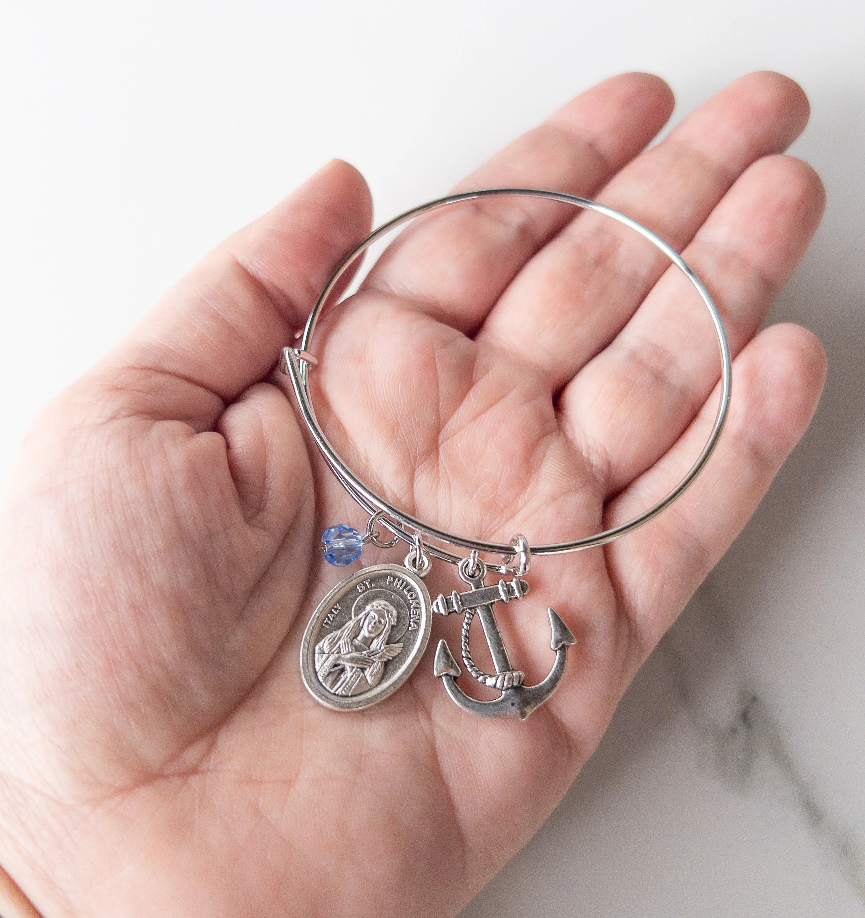St. Philomena Catholic Bangle Bracelet - Image 4
