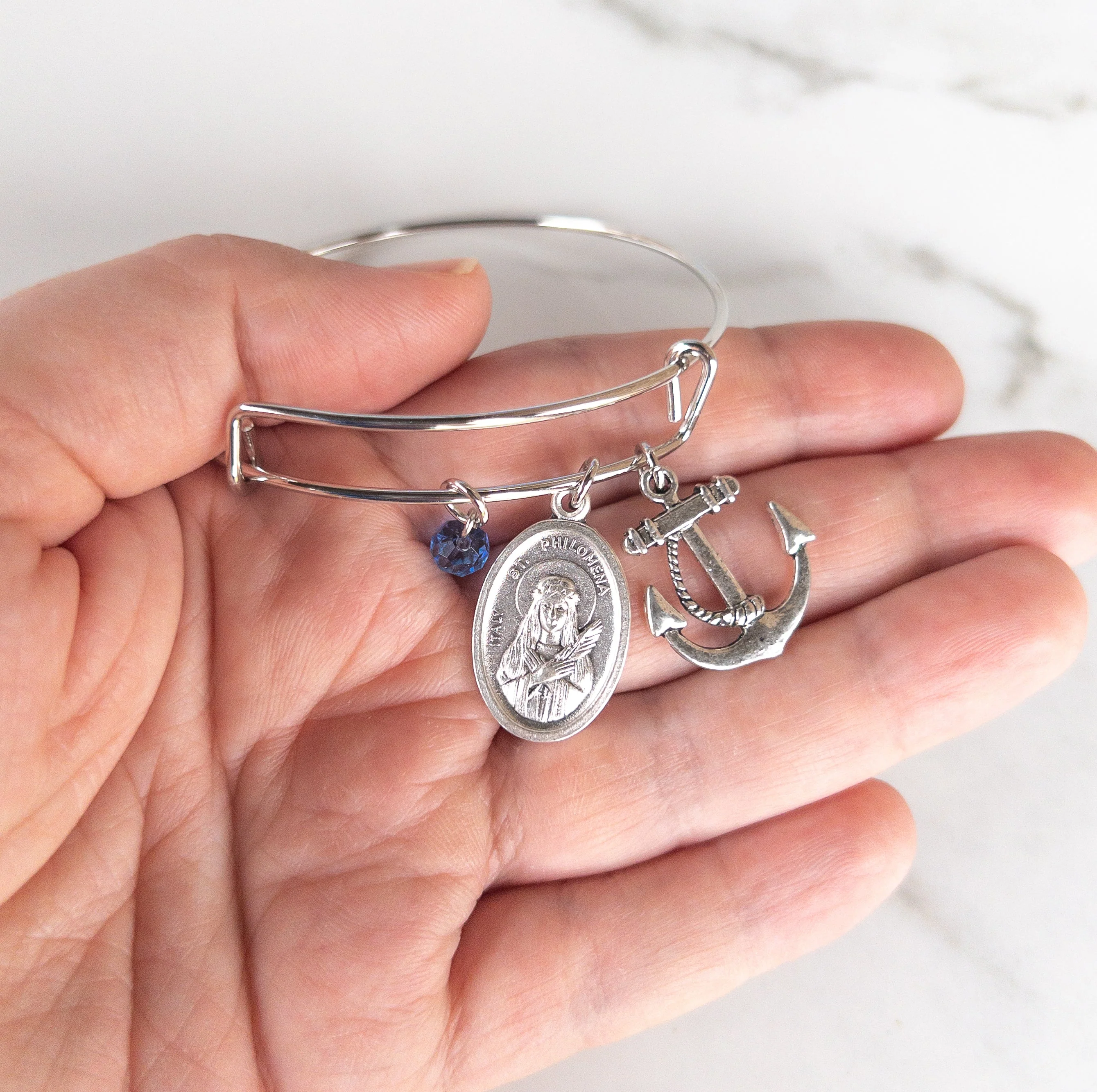 St. Philomena Catholic Bangle Bracelet - Image 5