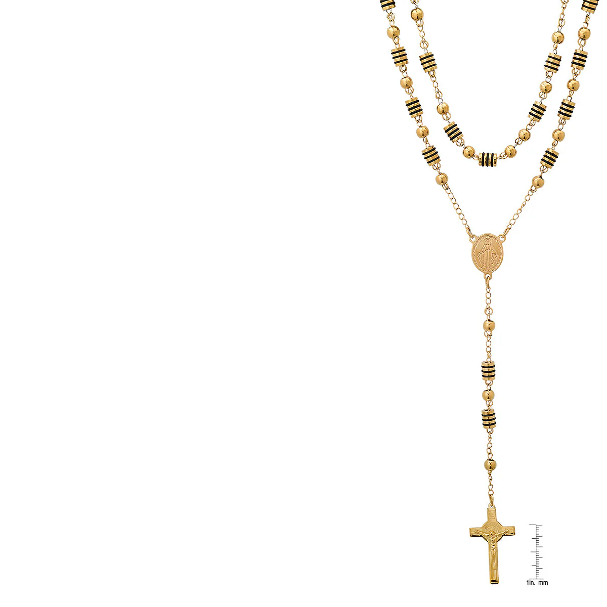 Stainless Steel And Black Rubber Rosasry Necklace - Image 6
