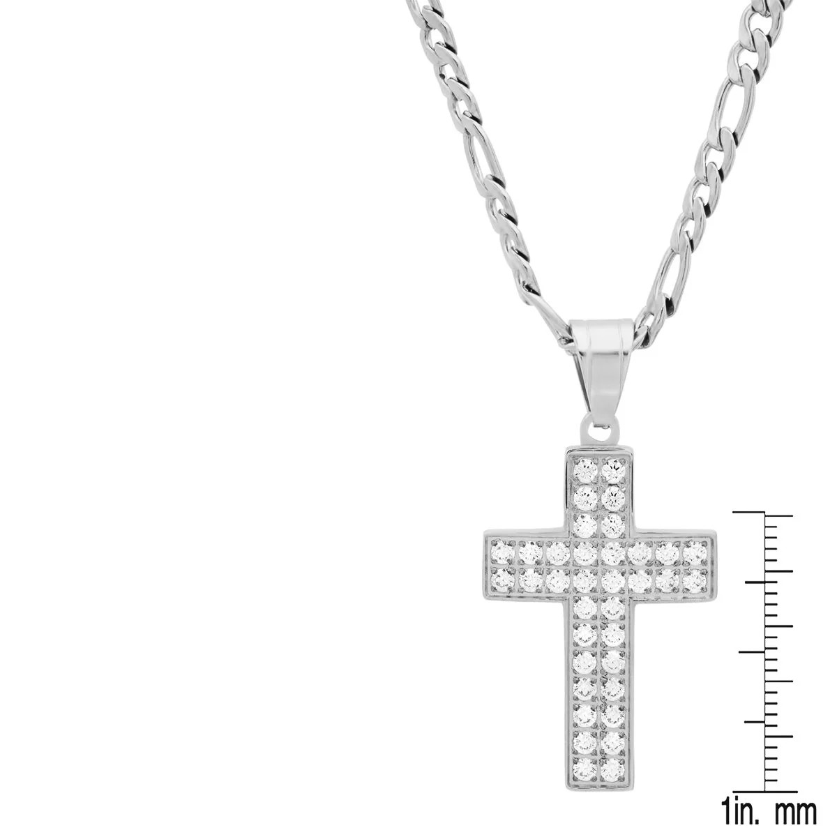 Stainless Steel And Simulated Diamond Cross Pendant - Image 3