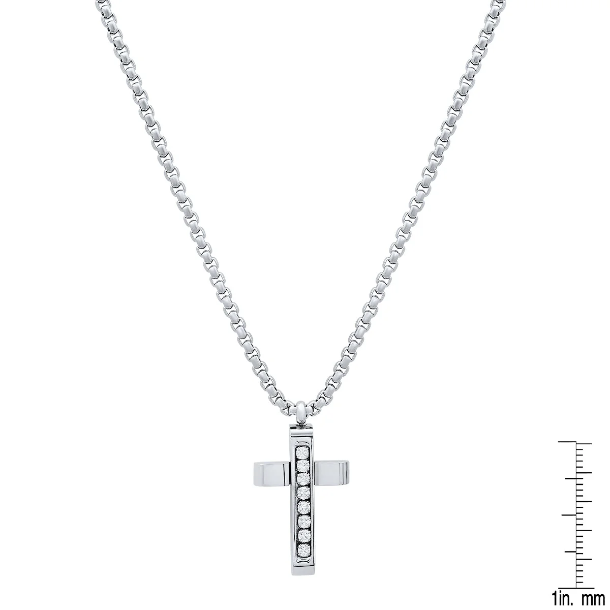 Stainless Steel And Simulated Diamonds Cross Pendant - Image 3