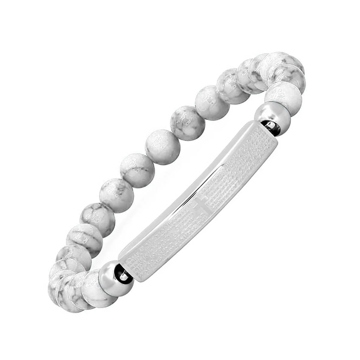Stainless Steel Beaded Our Father English Prayer Id Drawstring Bracelet - Image 2