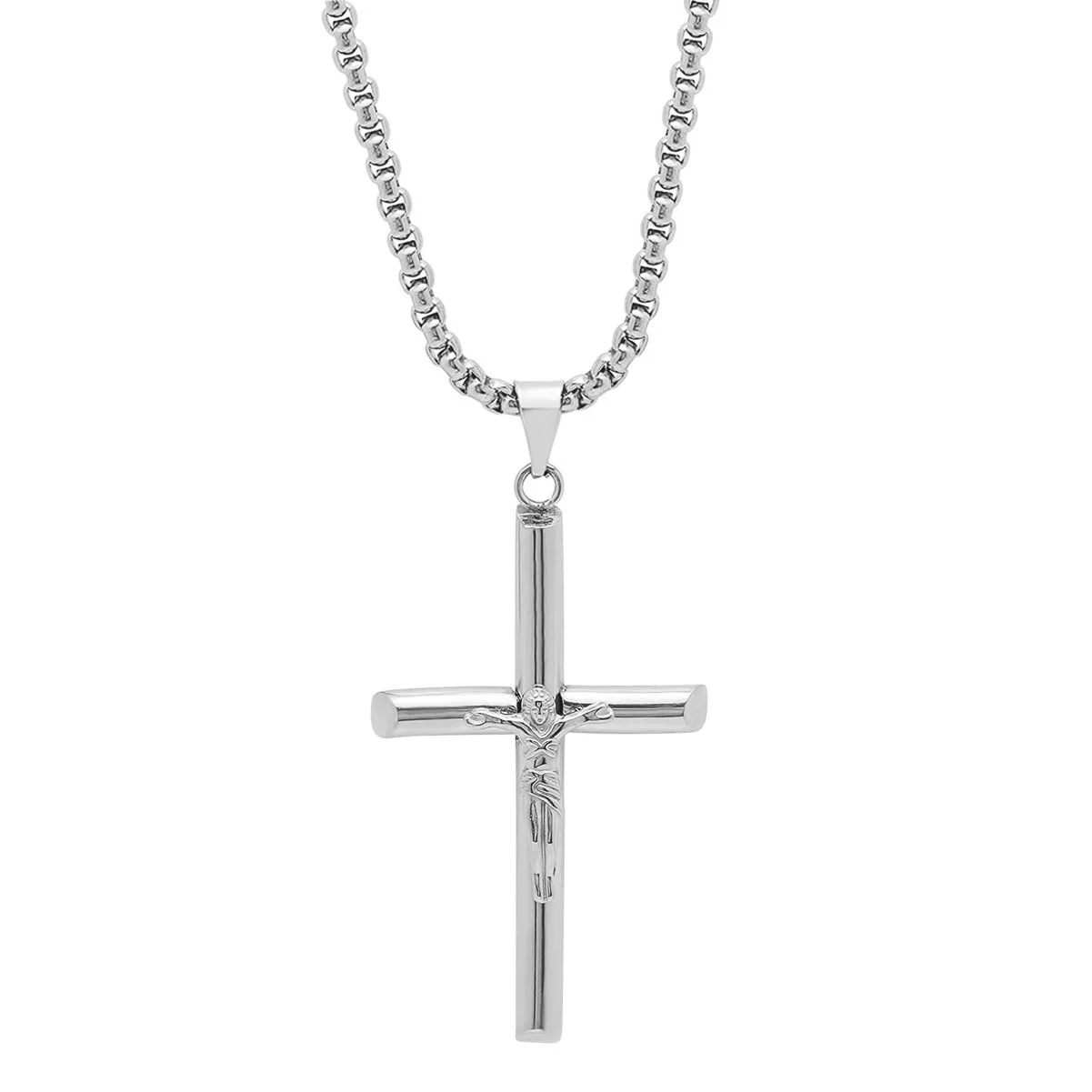 Stainless Steel Crucifix Tube Pendant - Image 2