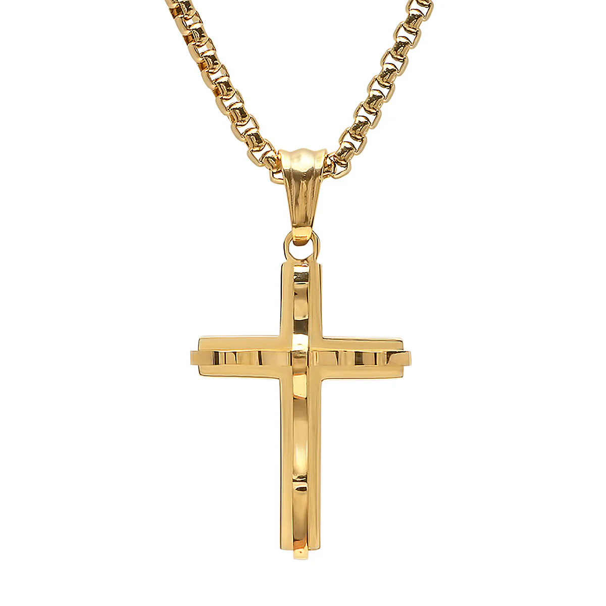 Stainless Steel Double Cross Pendant - Image 2