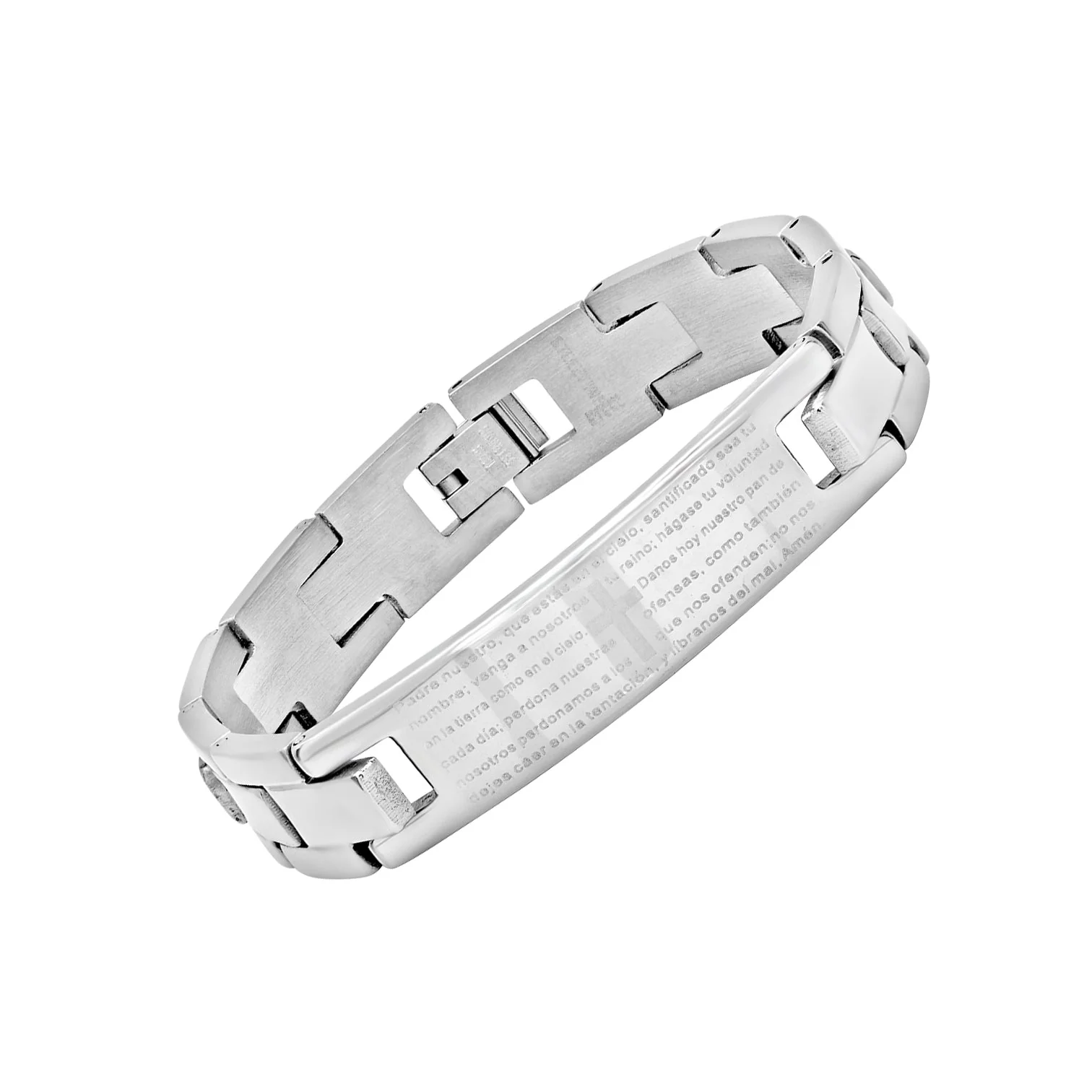 Stainless Steel Id Bracelet With 'Padre Nuestro' Lord'S Prayer - Image 3
