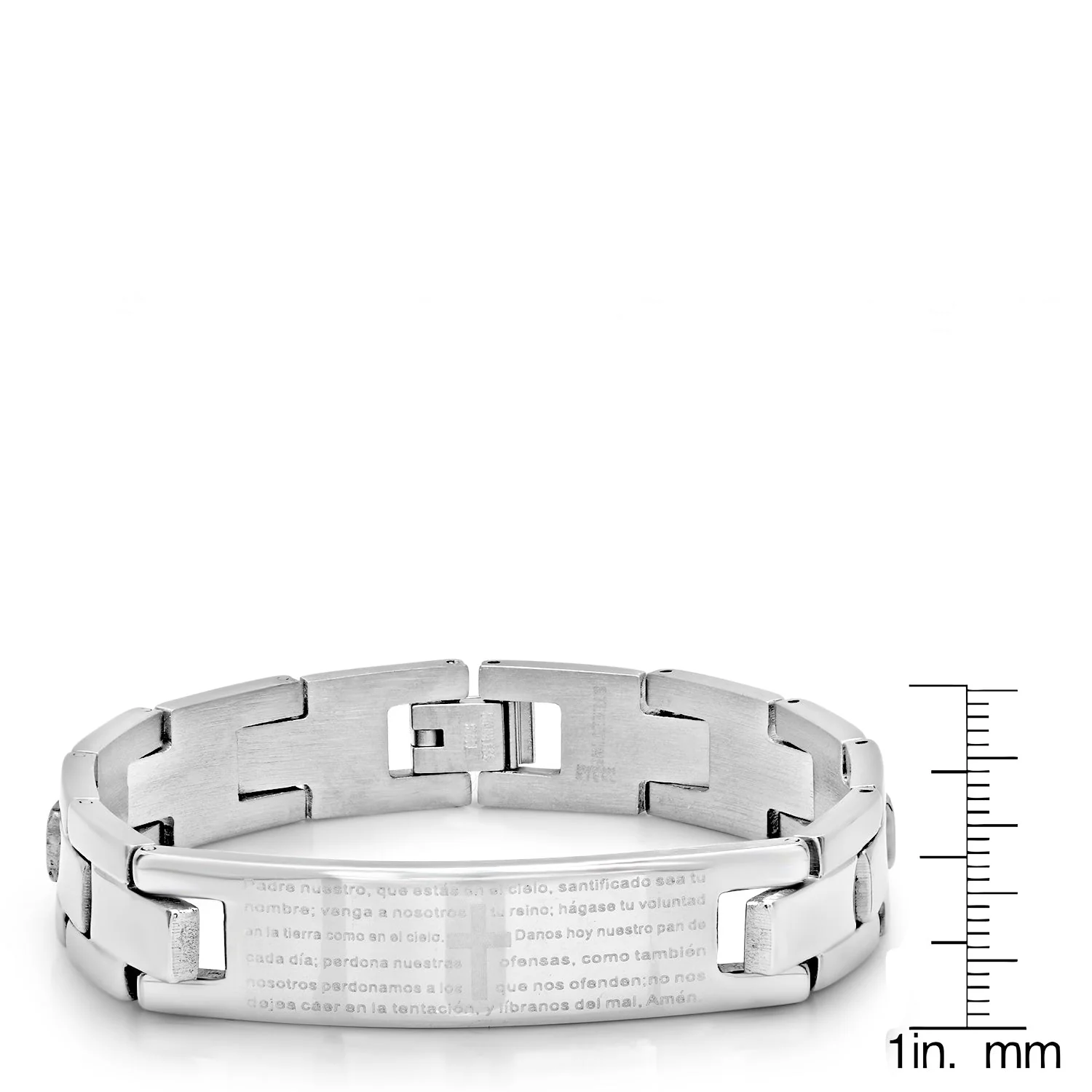 Stainless Steel Id Bracelet With 'Padre Nuestro' Lord'S Prayer - Image 4