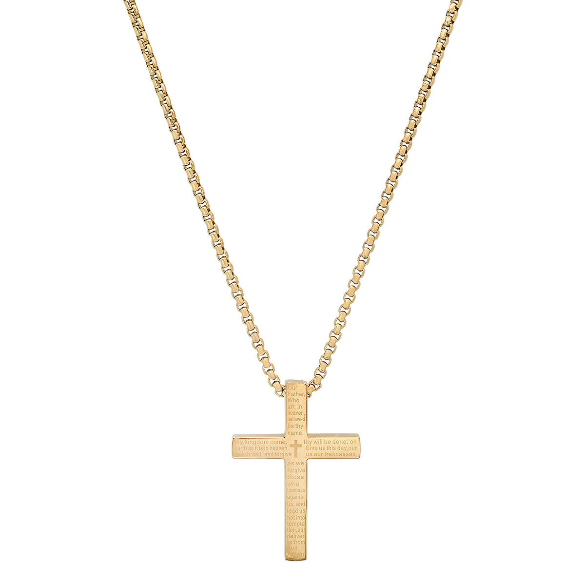 Stainless Steel Lord'S Prayer Square Cross Pendant - Image 4