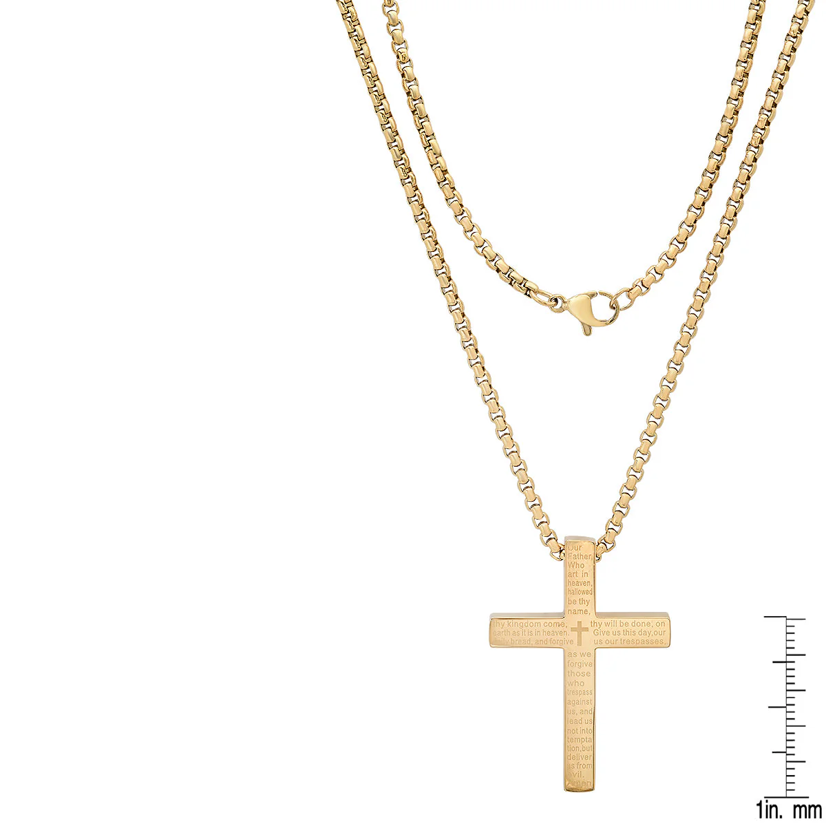 Stainless Steel Lord'S Prayer Square Cross Pendant - Image 6