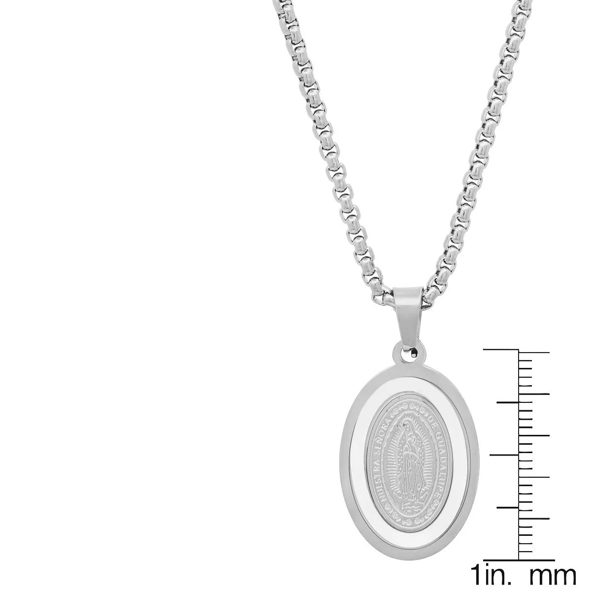 Stainless Steel & Mother Of Pearl Lady Of Guadalupe Pendant - Image 3