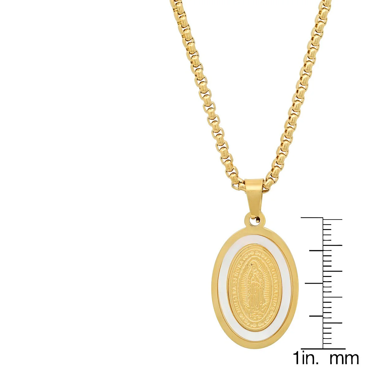 Stainless Steel & Mother Of Pearl Lady Of Guadalupe Pendant - Image 6