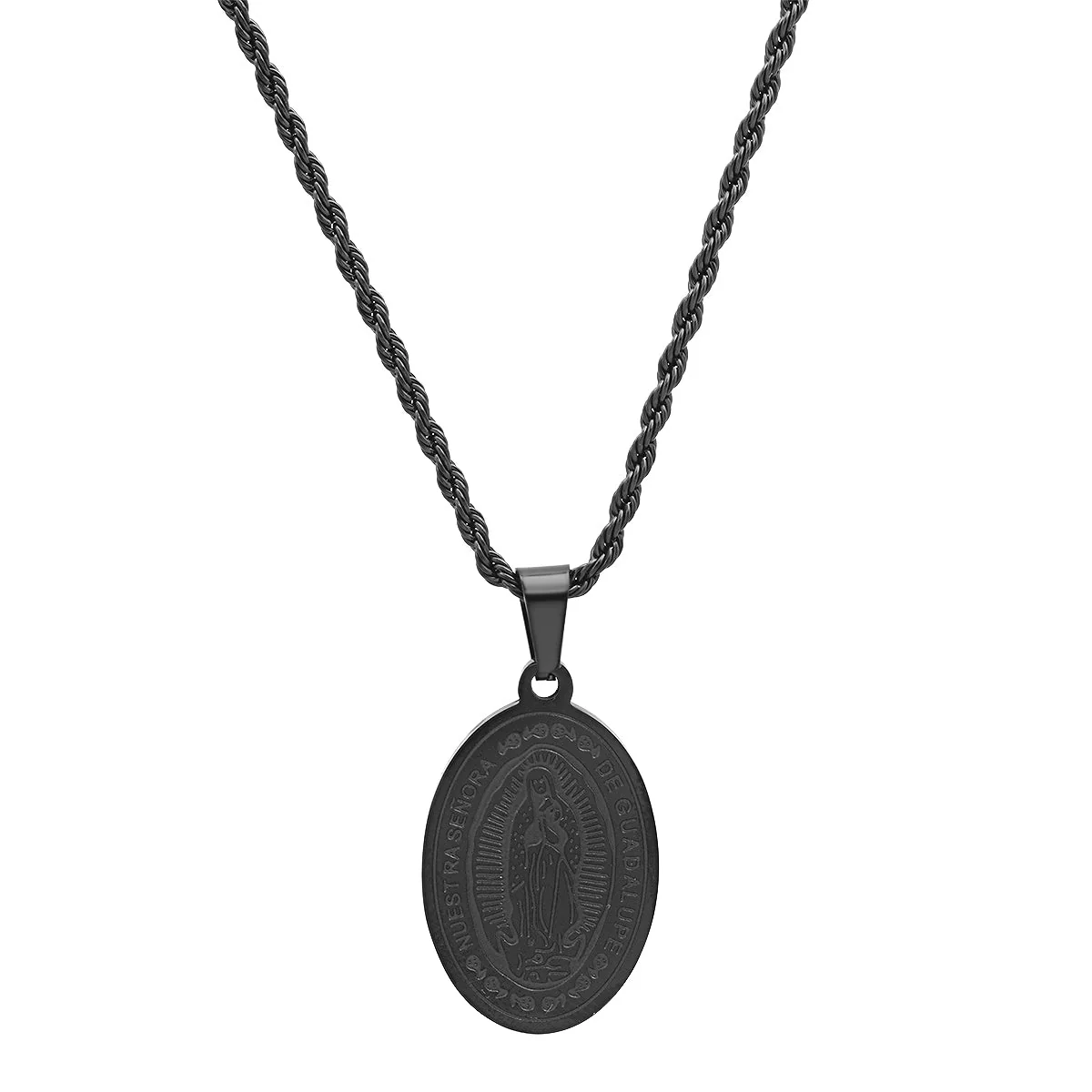 Stainless Steel & Mother Of Pearl Lady Of Guadalupe Pendant - Image 7