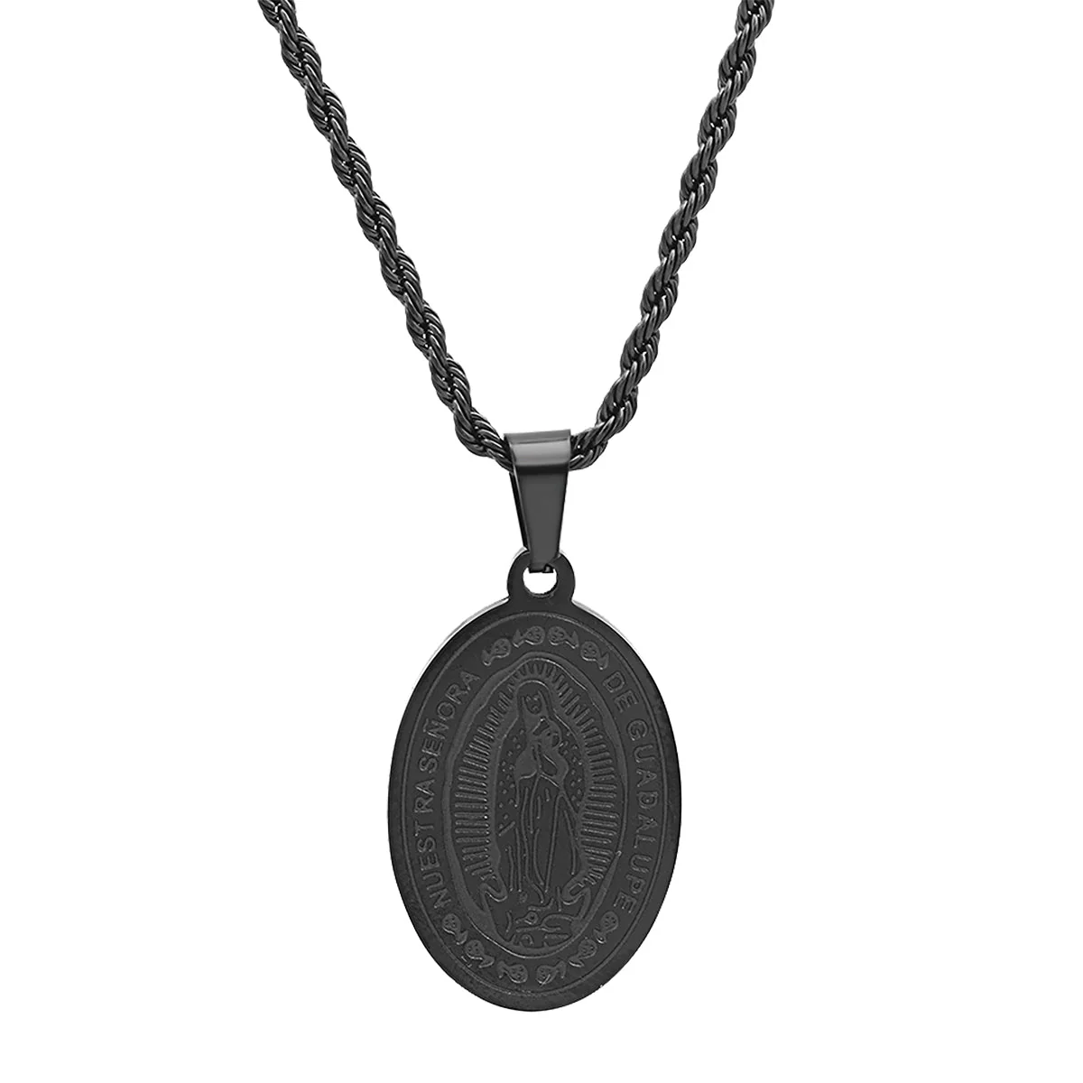 Stainless Steel & Mother Of Pearl Lady Of Guadalupe Pendant - Image 8