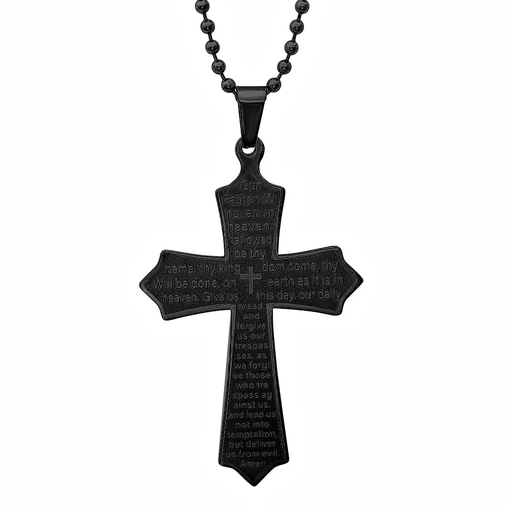 Stainless Steel Our Father Cross Pendant - Image 4
