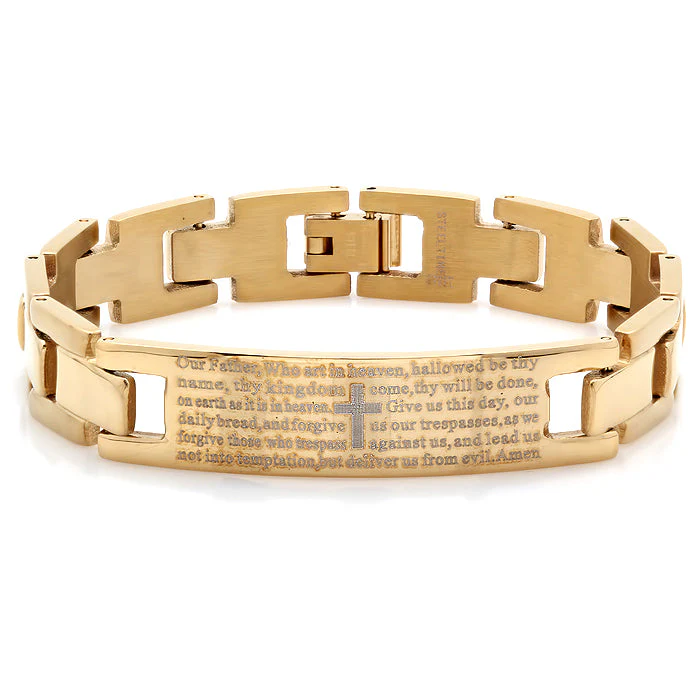Stainless Steel Our Father Prayer Link Bracelet - Image 2