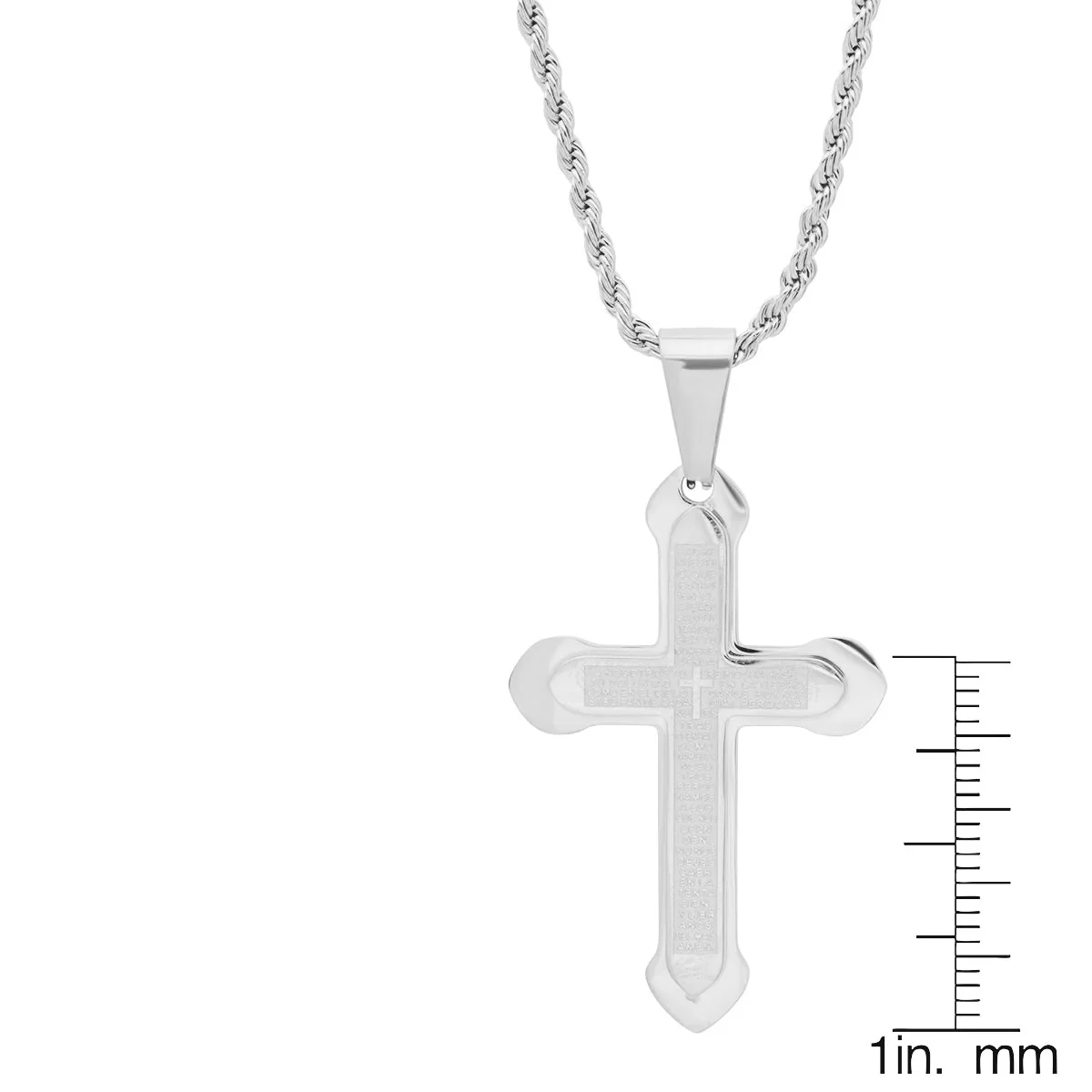 Stainless Steel Padre Nuestro Spanish Prayer Cross Pendant - Image 3