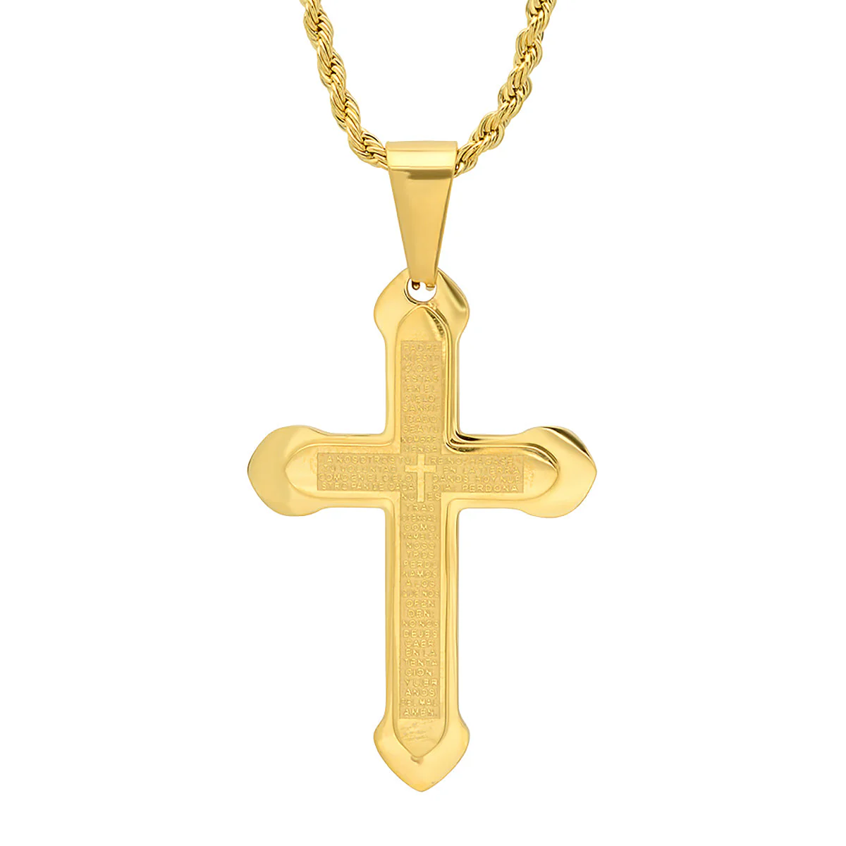 Stainless Steel Padre Nuestro Spanish Prayer Cross Pendant - Image 4