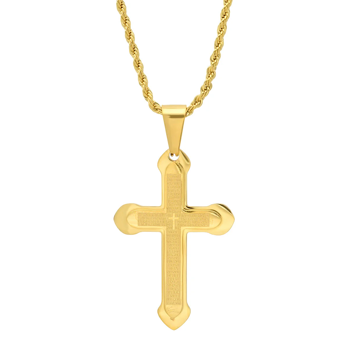 Stainless Steel Padre Nuestro Spanish Prayer Cross Pendant - Image 5