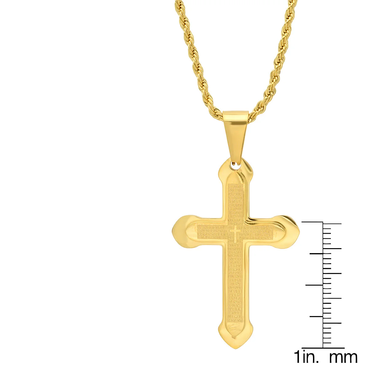 Stainless Steel Padre Nuestro Spanish Prayer Cross Pendant - Image 6
