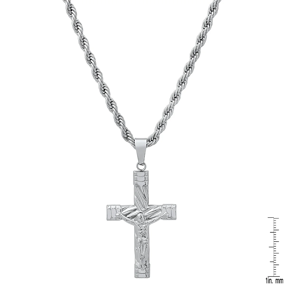 Stainless Steel Rope Crucifix Pendant - Image 3