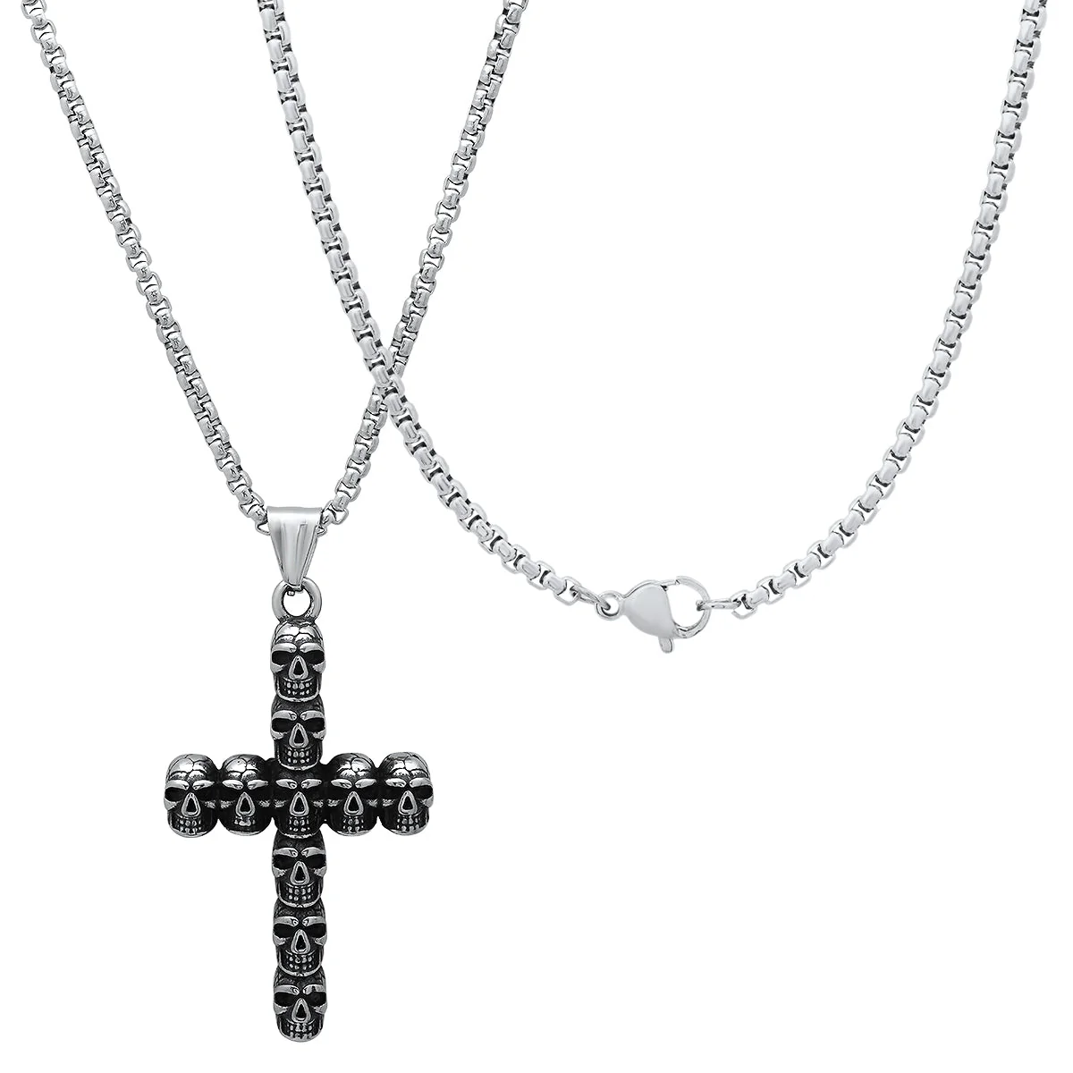 Stainless Steel Skull Cross Pendant - Image 2