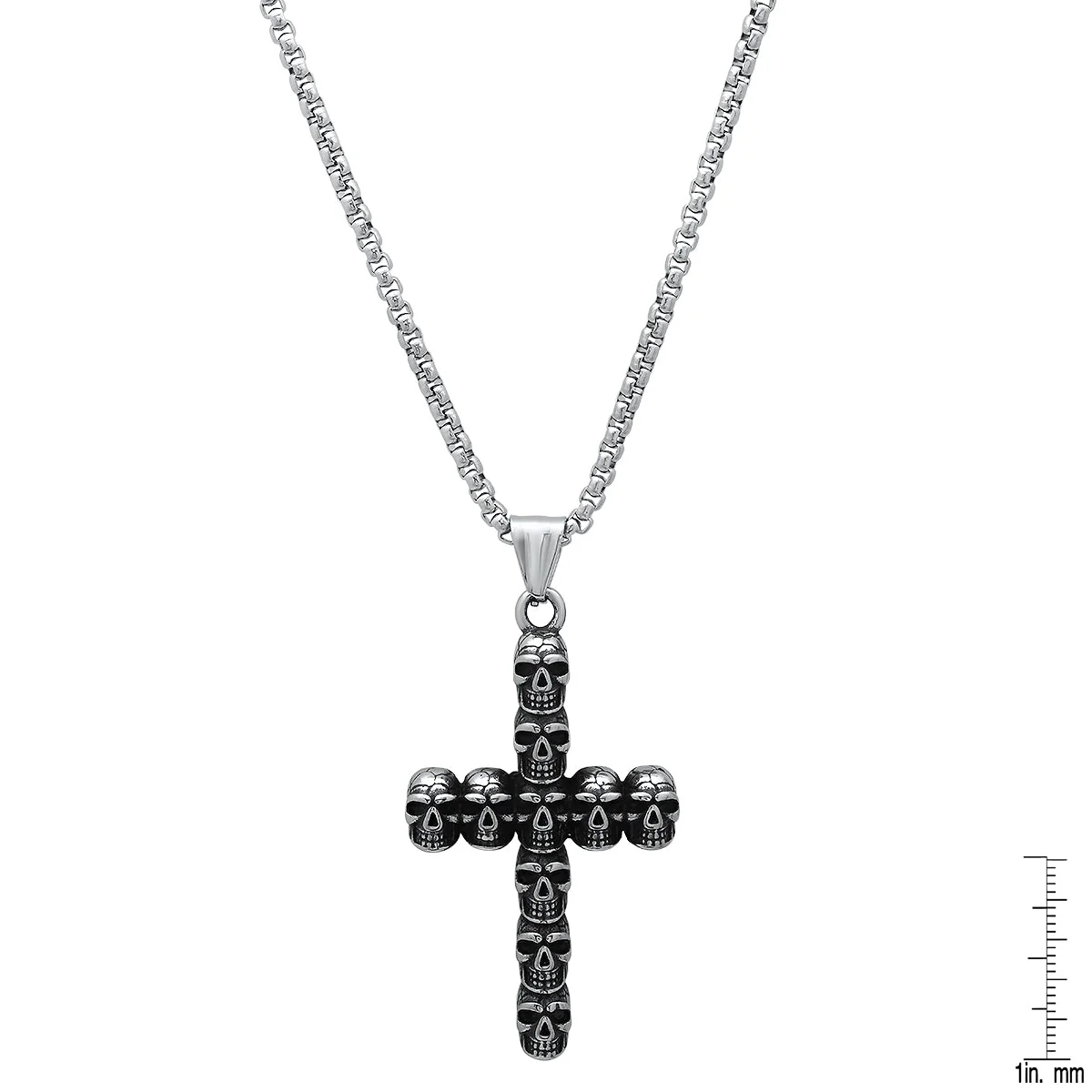 Stainless Steel Skull Cross Pendant - Image 3