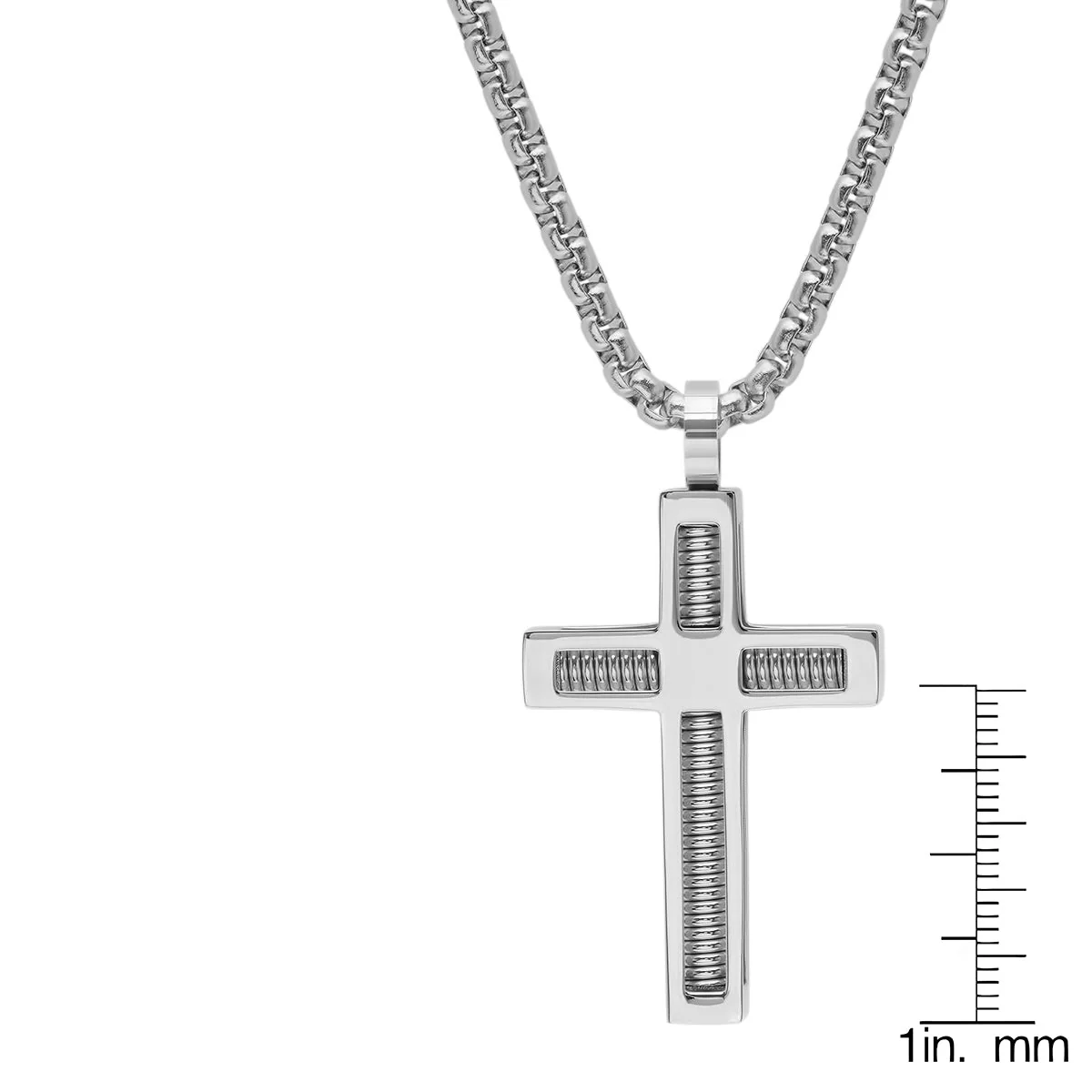 Stainless Steel Spring Inlay Cross Pendant - Image 3