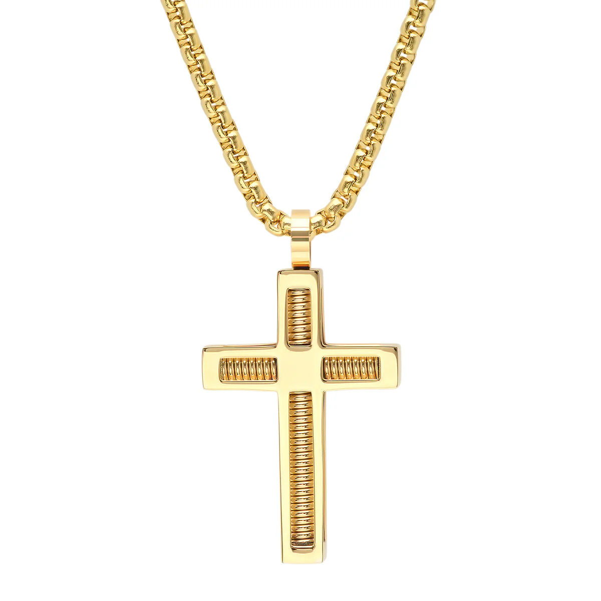 Stainless Steel Spring Inlay Cross Pendant - Image 4