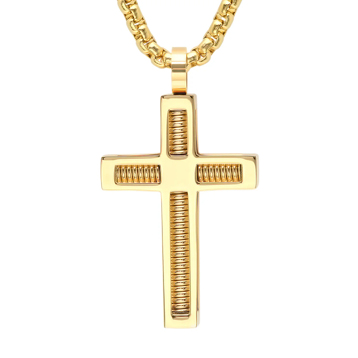 Stainless Steel Spring Inlay Cross Pendant - Image 5