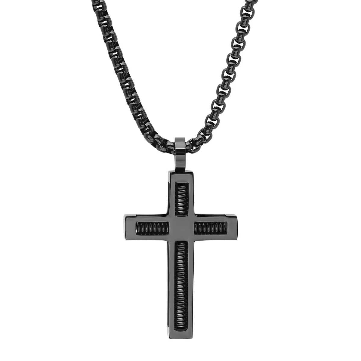 Stainless Steel Spring Inlay Cross Pendant - Image 7