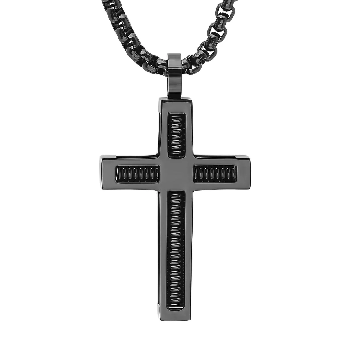 Stainless Steel Spring Inlay Cross Pendant - Image 8