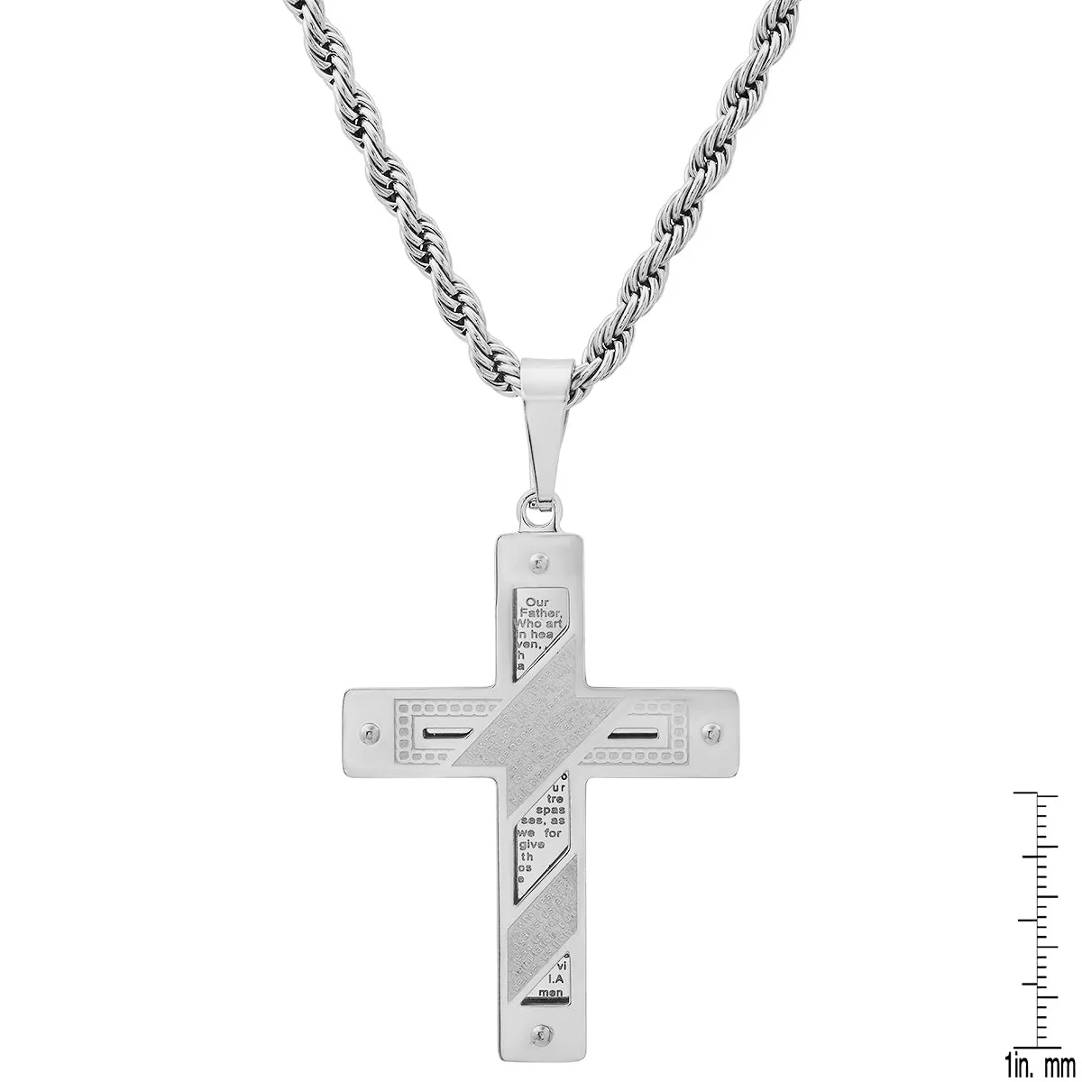 Stainless Steel "The Lords Prayer" Cross Pendant - Image 3