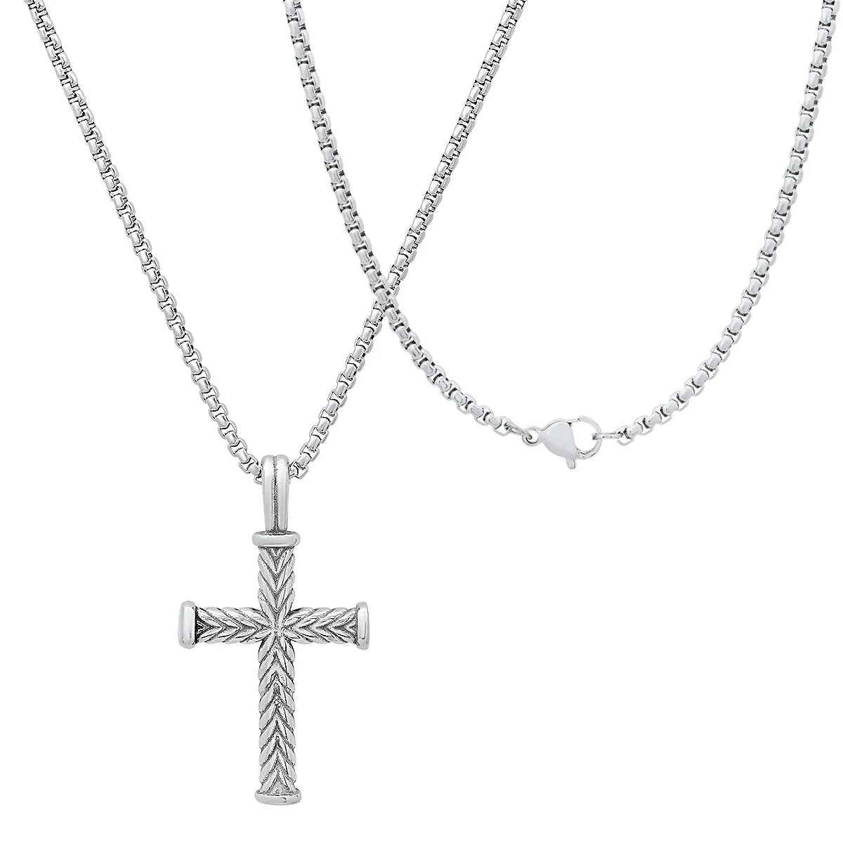 Stainless Steel Twist Design Cross Pendant - Image 2