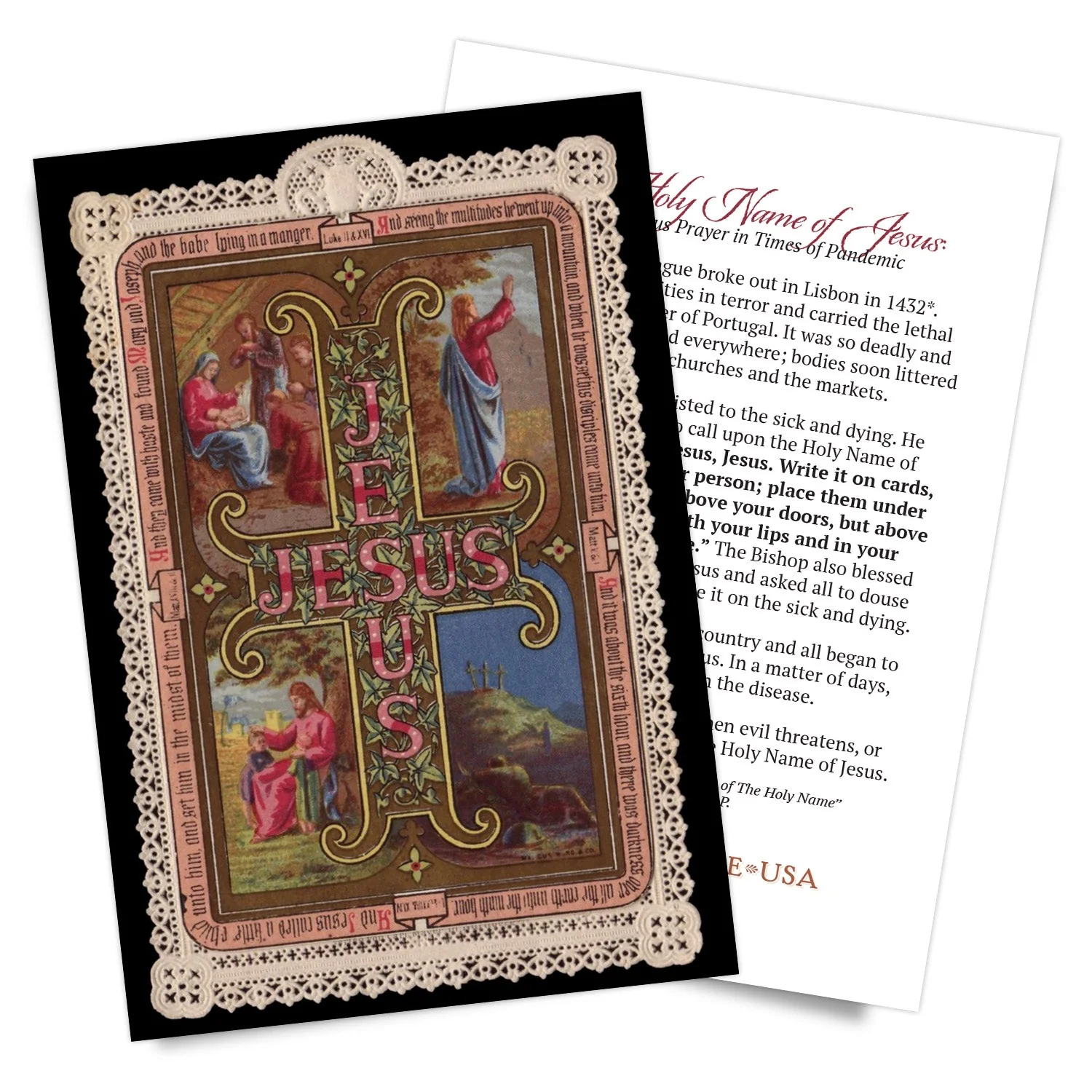 The Holy Name of Jesus - A Miraculous Prayer in Times of Pandemic Holy Card