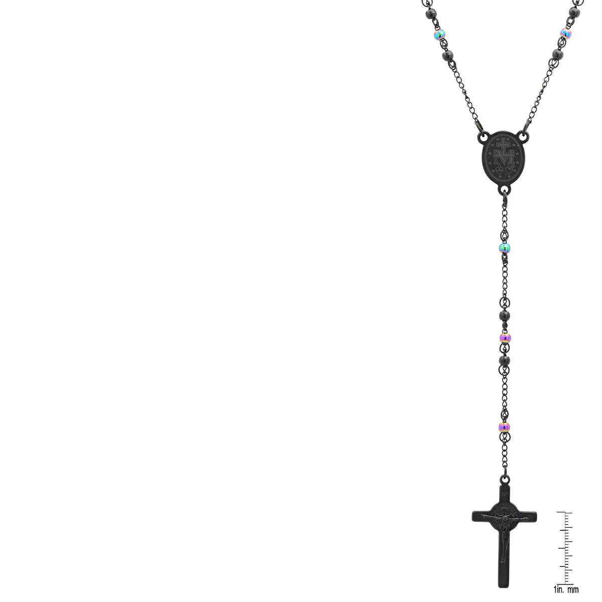 Two Tone Black And Multi Color Ip Stainless Steel Rosary - Image 3