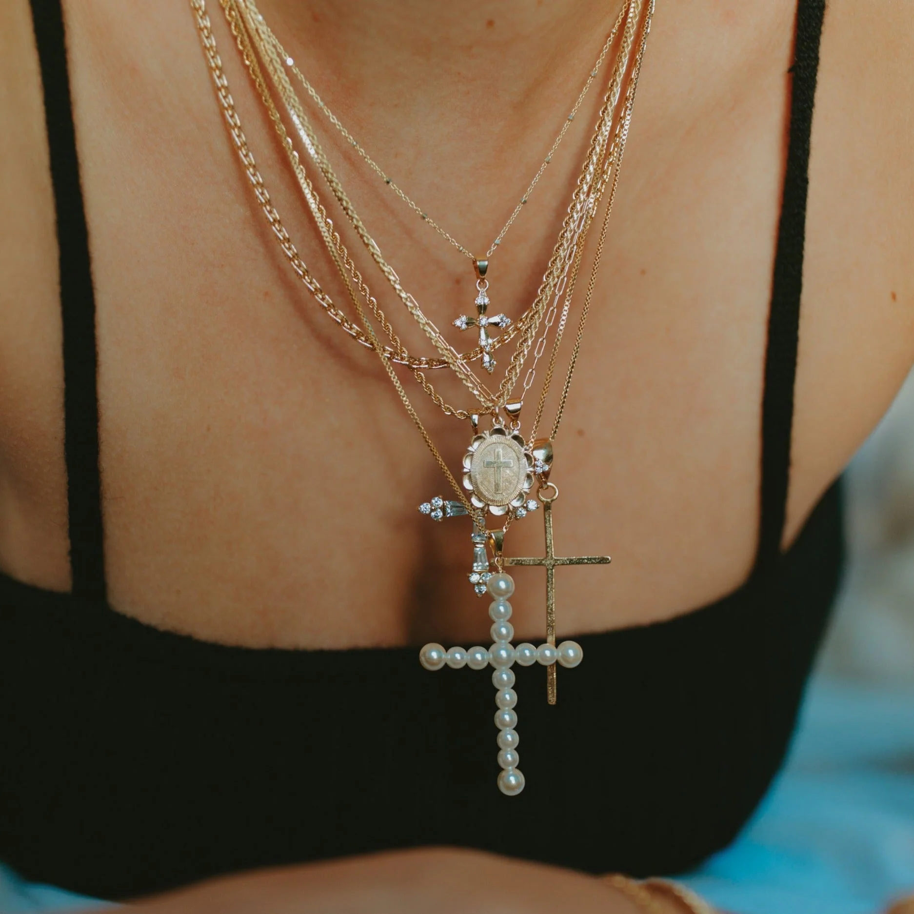 Vivian Pearl Cross Necklace - Image 2