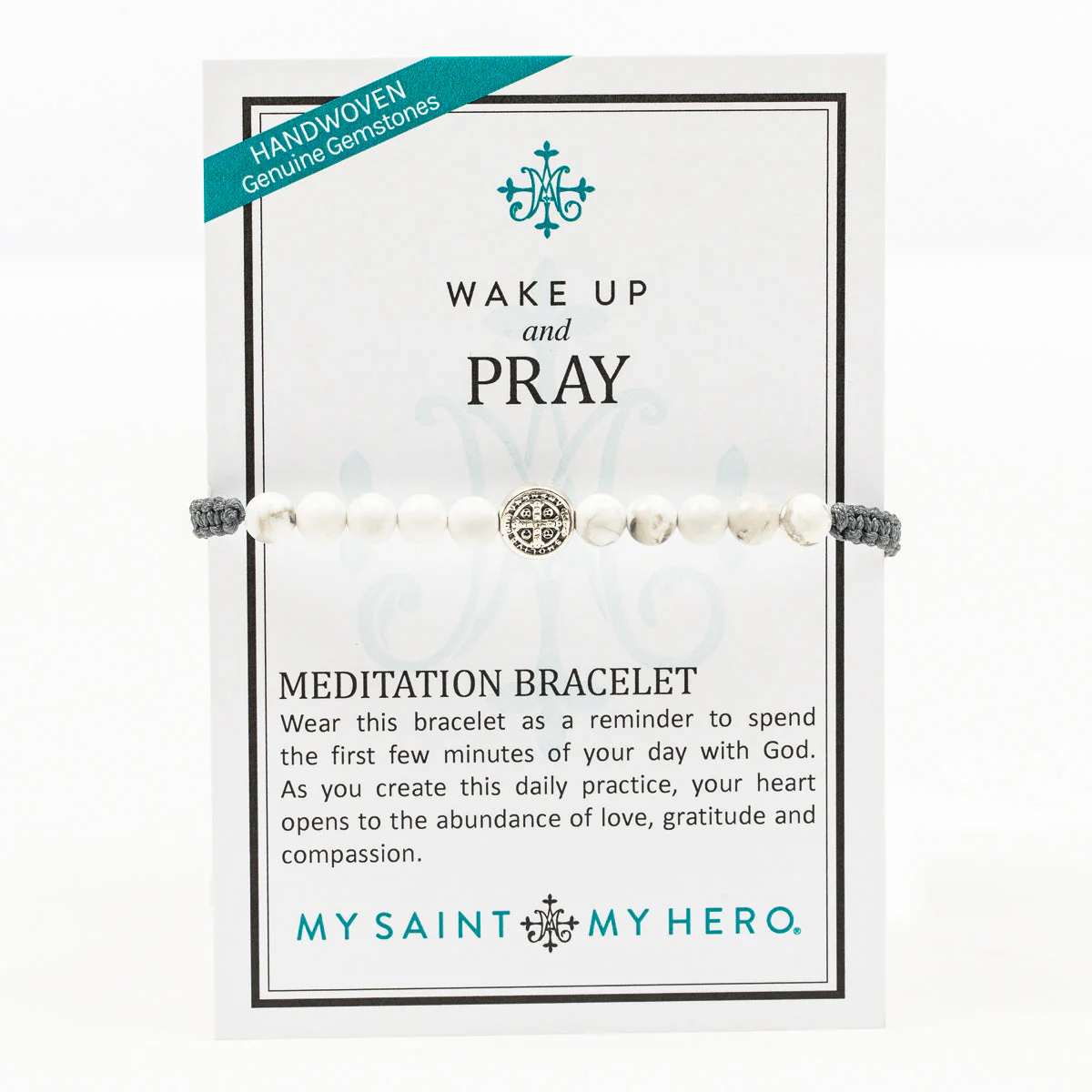 Wake Up and Pray Meditation Bracelet - White Howlite - Image 3