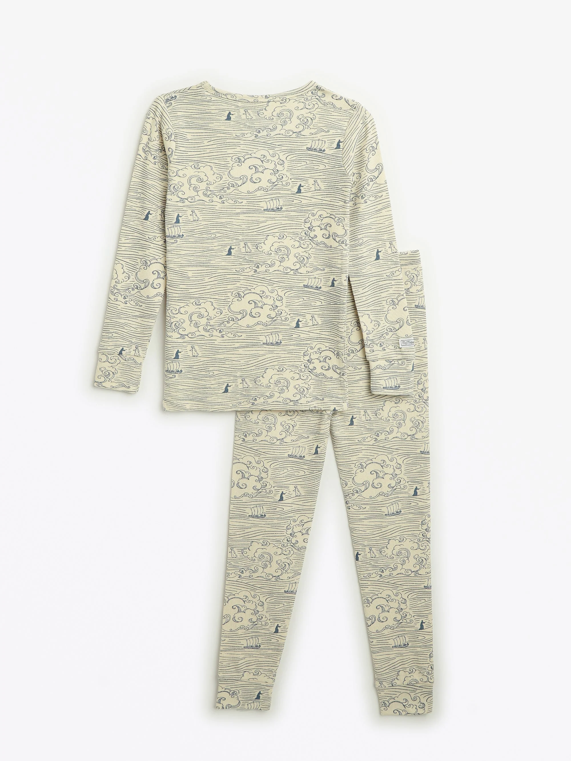 Walking on Water PJ Long Sleeve Set Ribbed Cotton-Bamboo Blend - Image 3