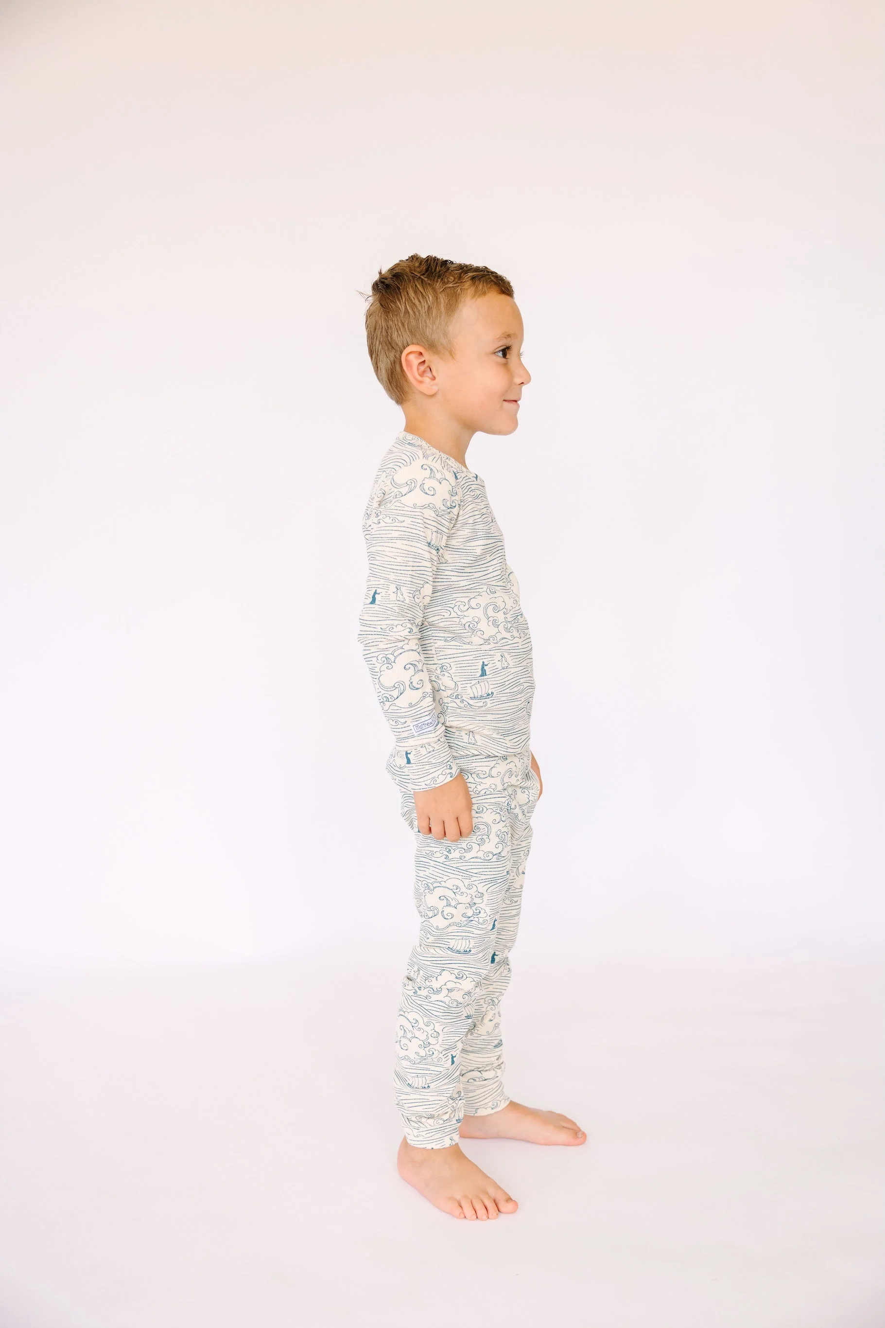 Walking on Water PJ Long Sleeve Set Ribbed Cotton-Bamboo Blend - Image 6