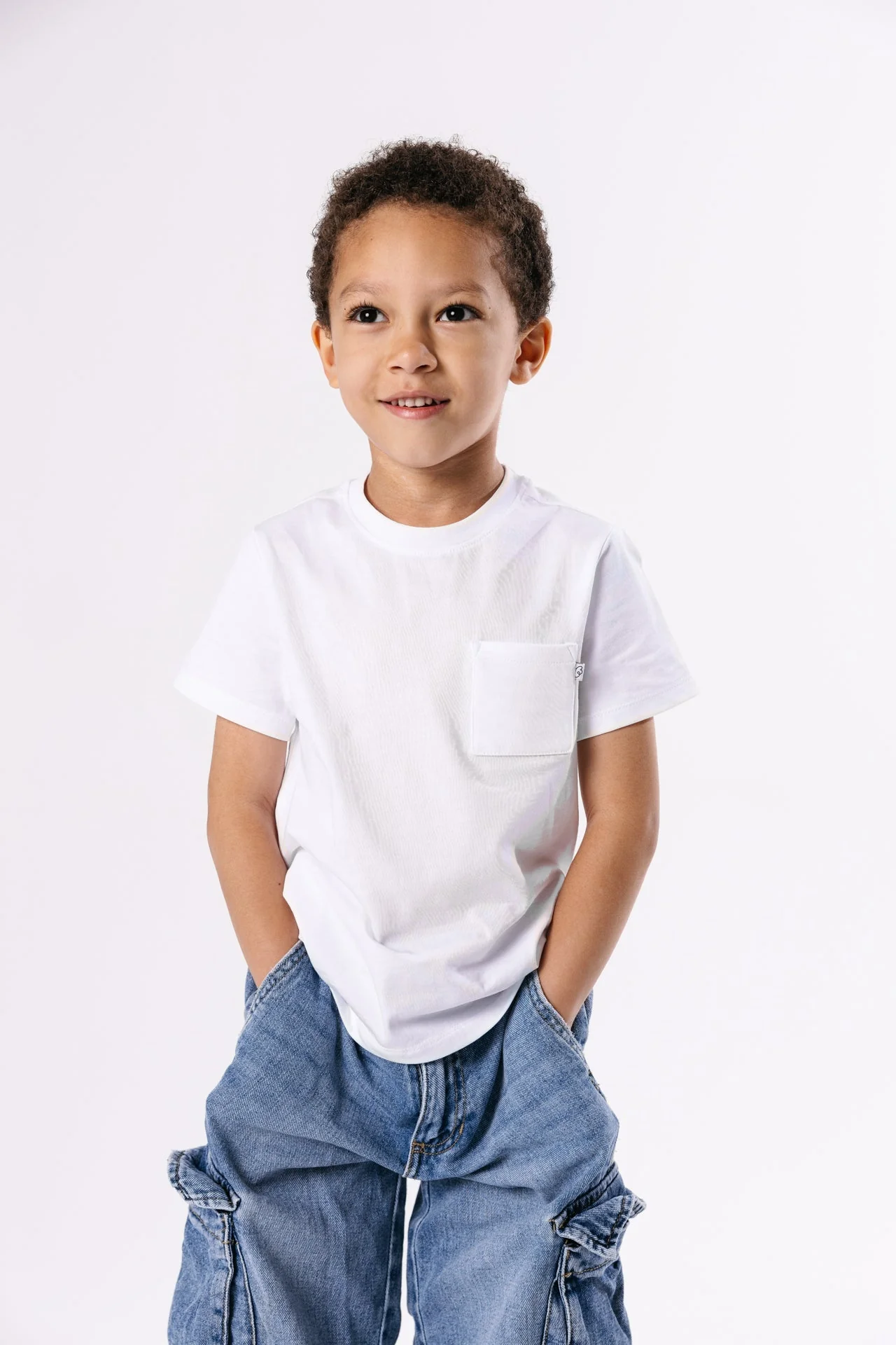White Prayer Pocket Short Sleeve T-Shirt Cotton - Image 2