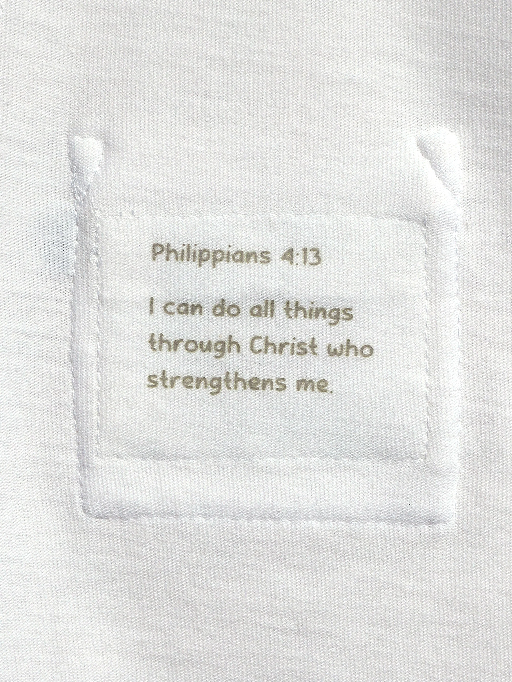 White Prayer Pocket Short Sleeve T-Shirt Cotton - Image 4
